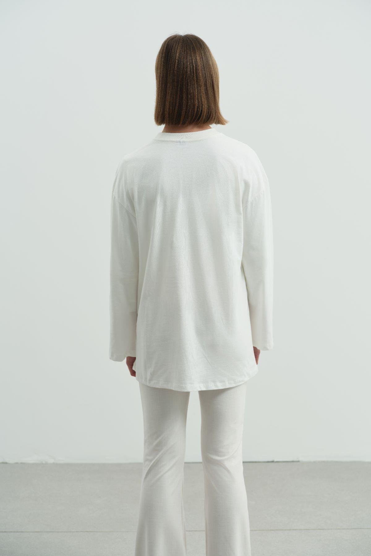 Geniş Kol Oversize 2'li Paket T-Shirt 964 Kahve/Ekru