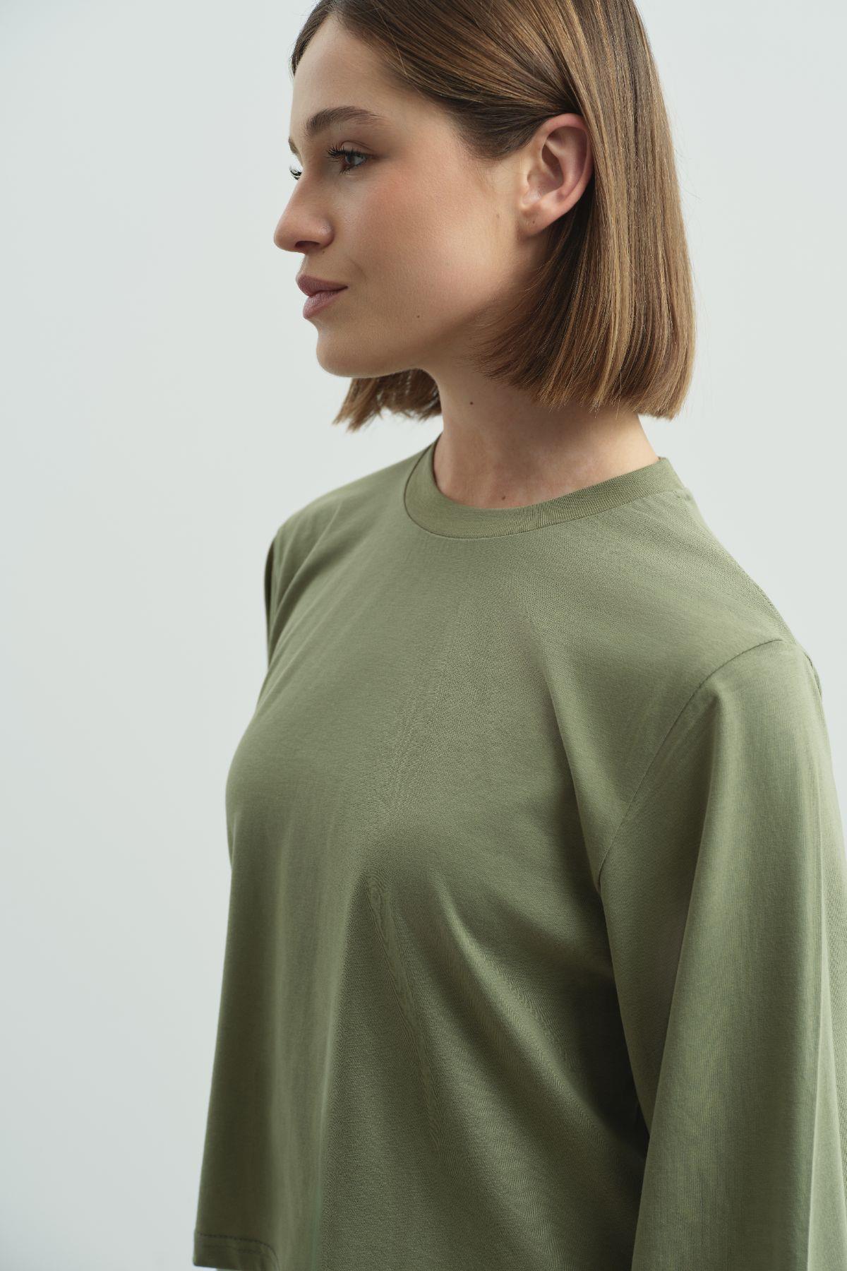 Geniş Kol Oversize 2'li Paket T-Shirt 965 Haki/Füme