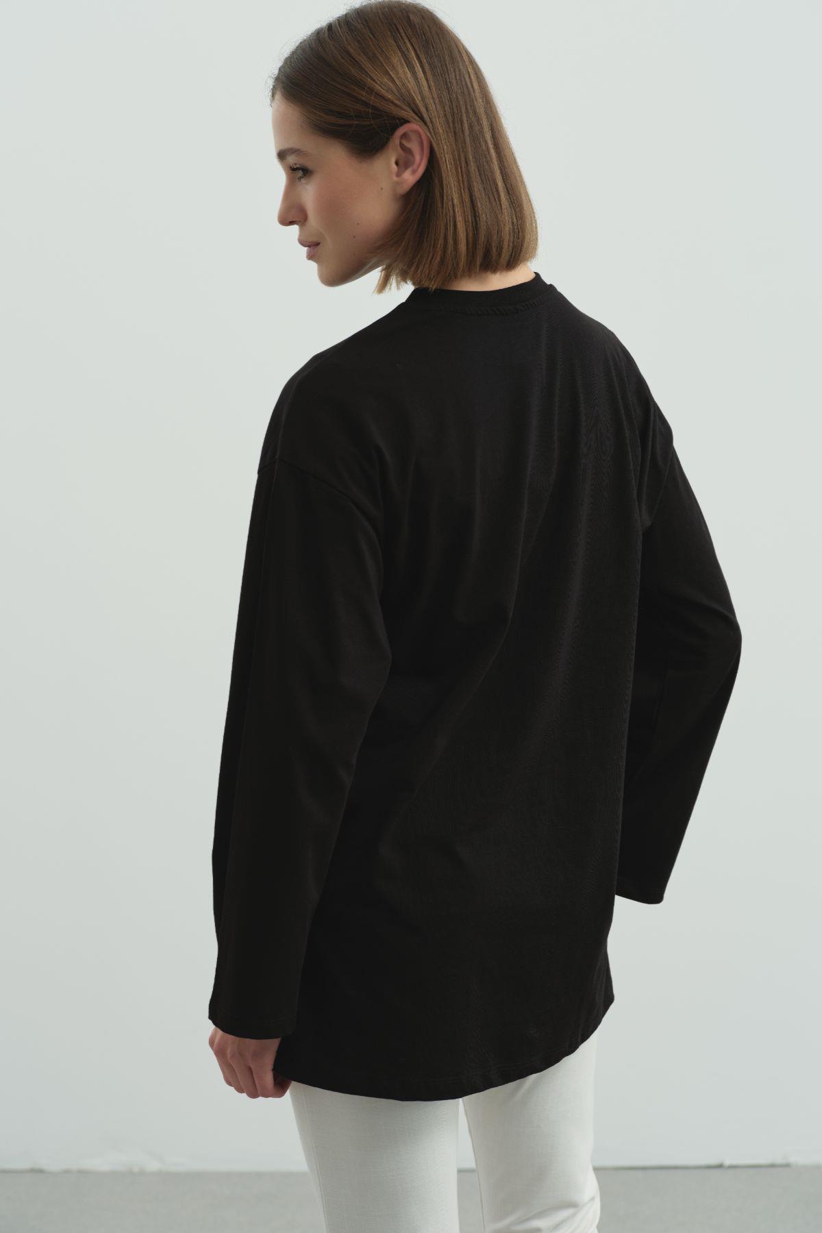 Geniş Kol Oversize 2'li Paket T-Shirt 964 Siyah/Beyaz