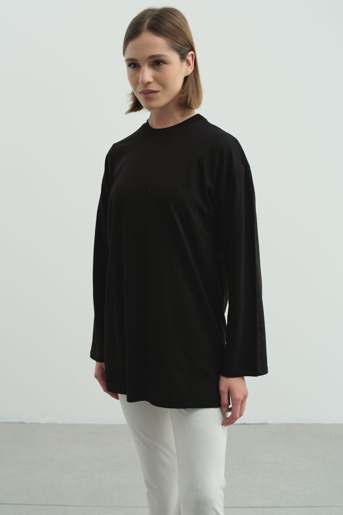 Geniş Kol Oversize 2'li Paket T-Shirt 964 Siyah/Beyaz