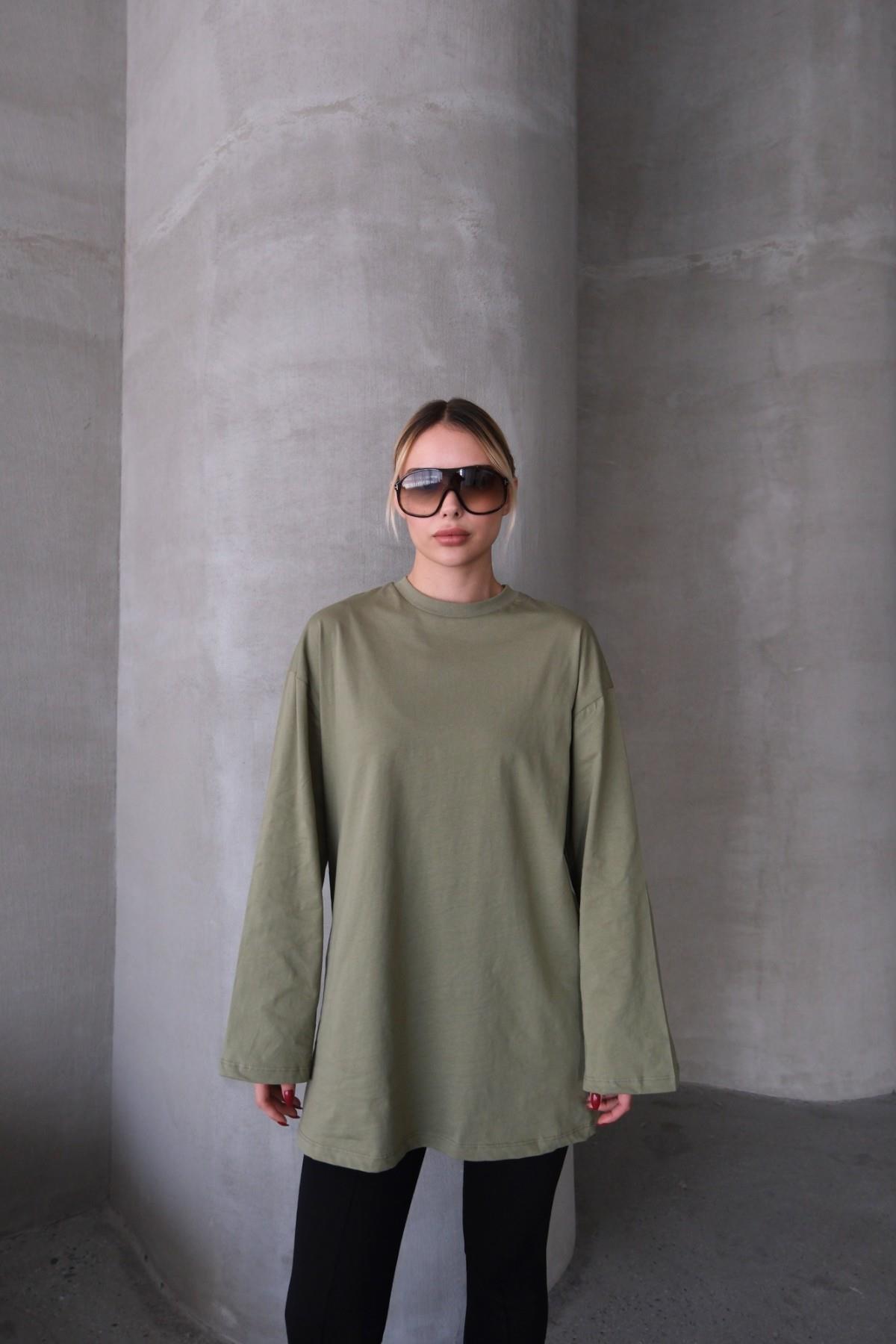Geniş Kol Oversize 2'li Paket T-Shirt 964 Haki/Füme