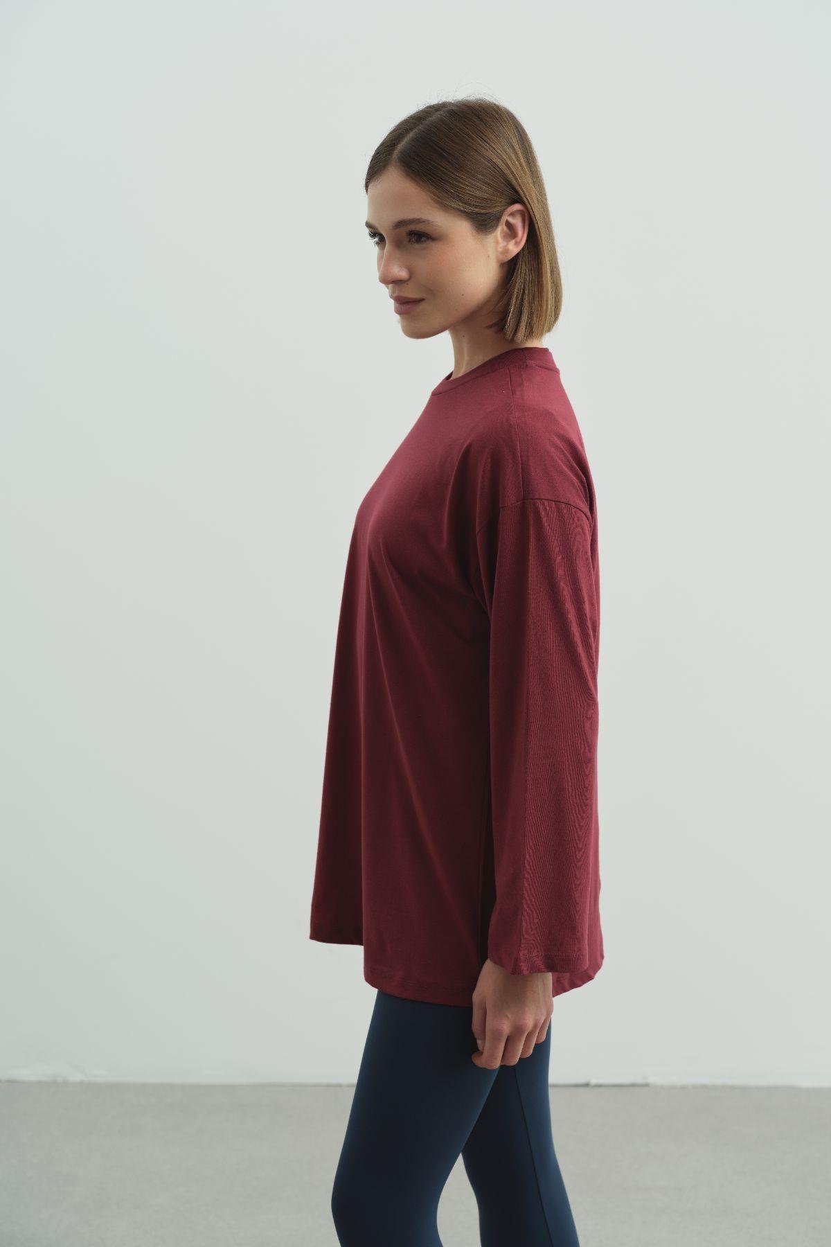 Geniş Kol Oversize 2'li Paket T-Shirt 964 İndigo/Bordo