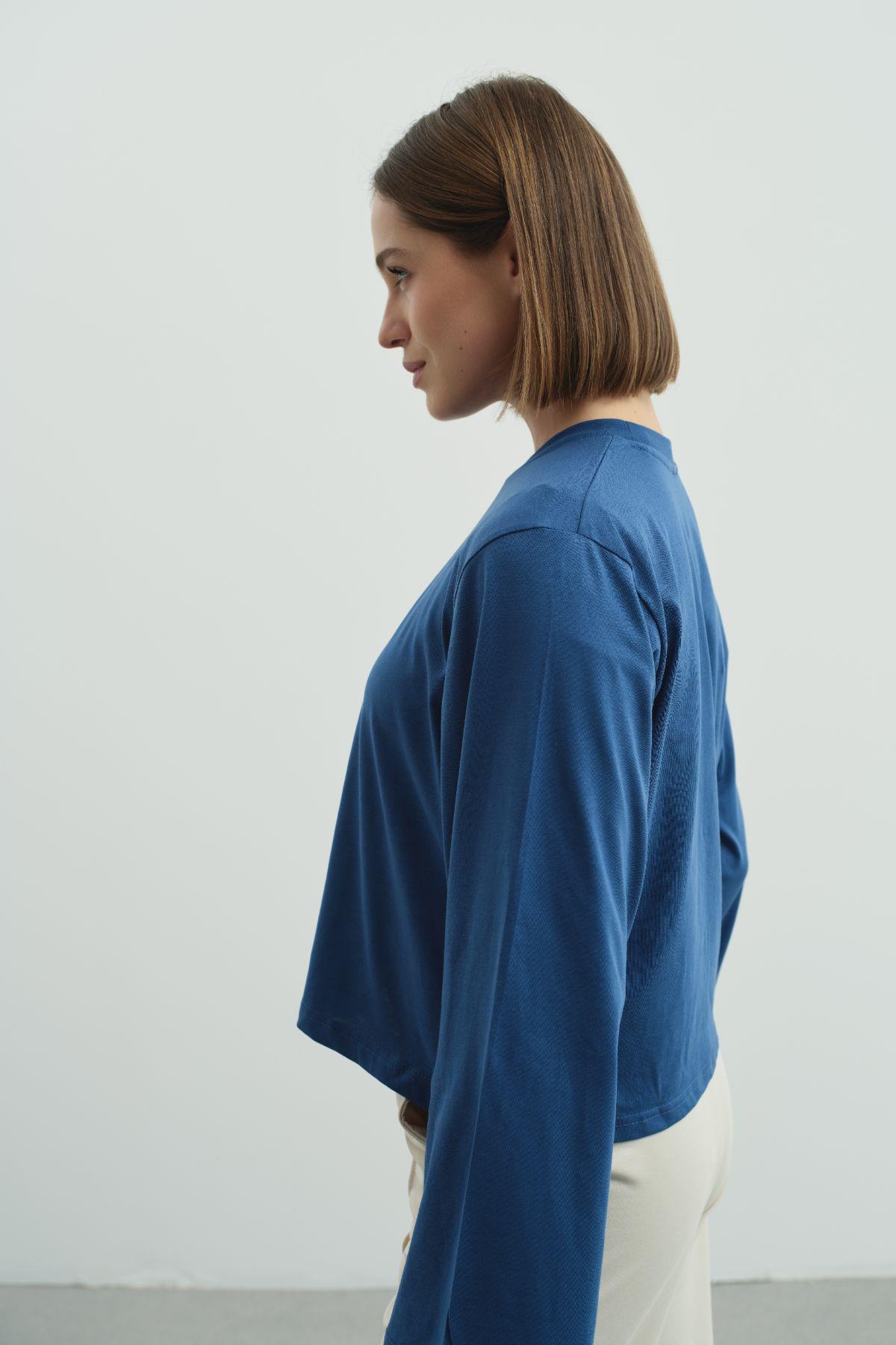 Geniş Kol Oversize 2'li Paket T-Shirt 965 İndigo/Ekru