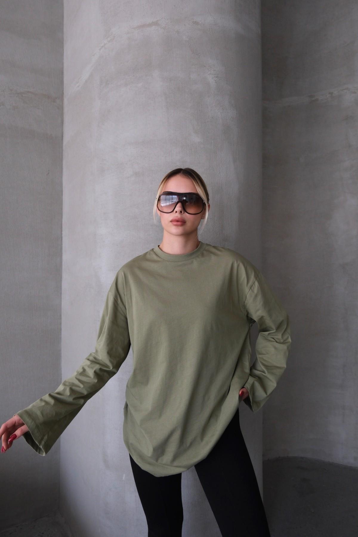 Geniş Kol Oversize 2'li Paket T-Shirt 964 Haki/Füme