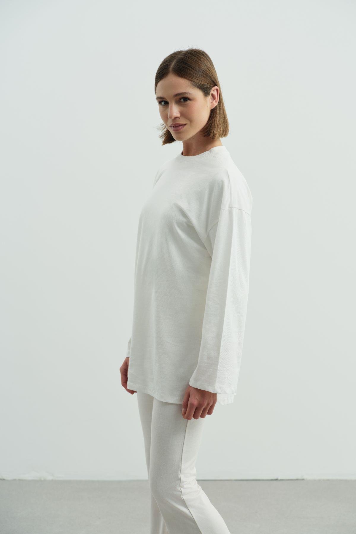 Geniş Kol Oversize 2'li Paket T-Shirt 964 Siyah/Ekru