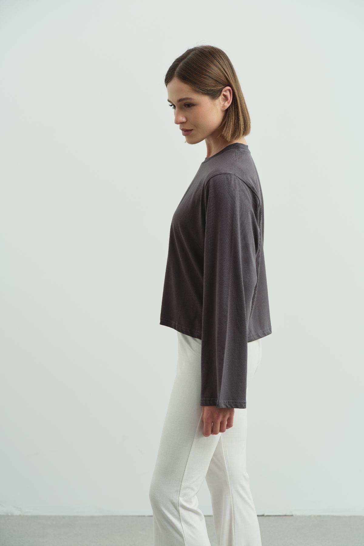 Geniş Kol Oversize 2'li Paket T-Shirt 965 Haki/Füme