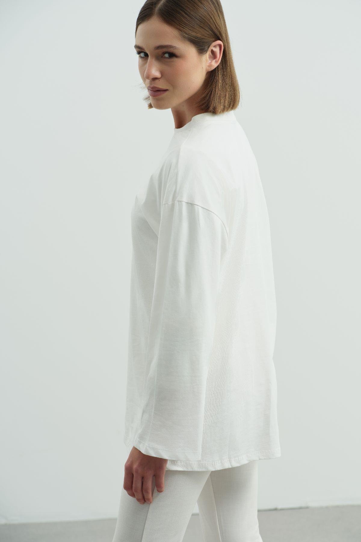 Geniş Kol Oversize 2'li Paket T-Shirt 964 Siyah/Ekru