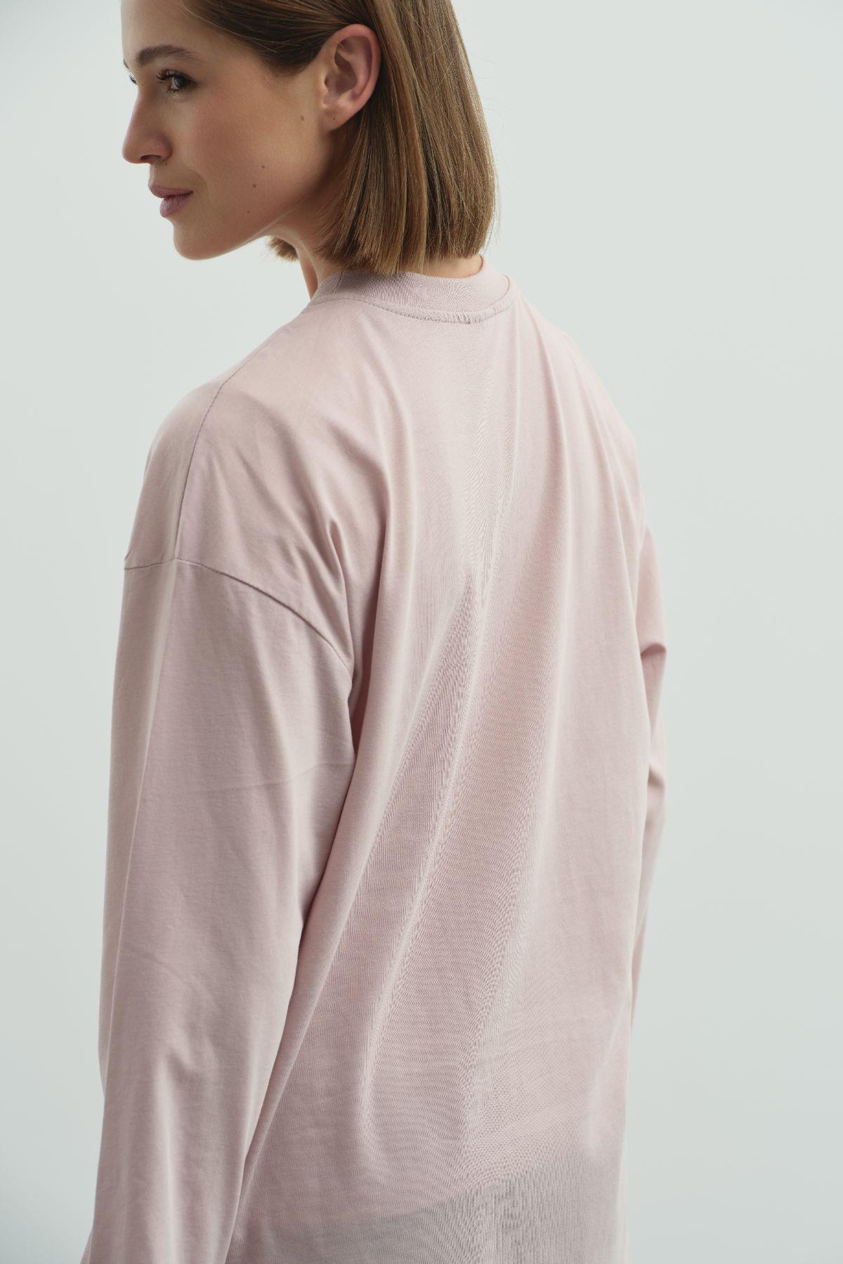 Geniş Kol Oversize 2'li Paket T-Shirt 964 Lila/Füme