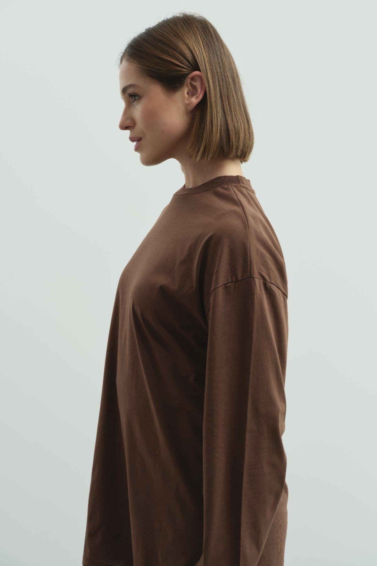 Geniş Kol Oversize 2'li Paket T-Shirt 964 Gül/Kahverengi