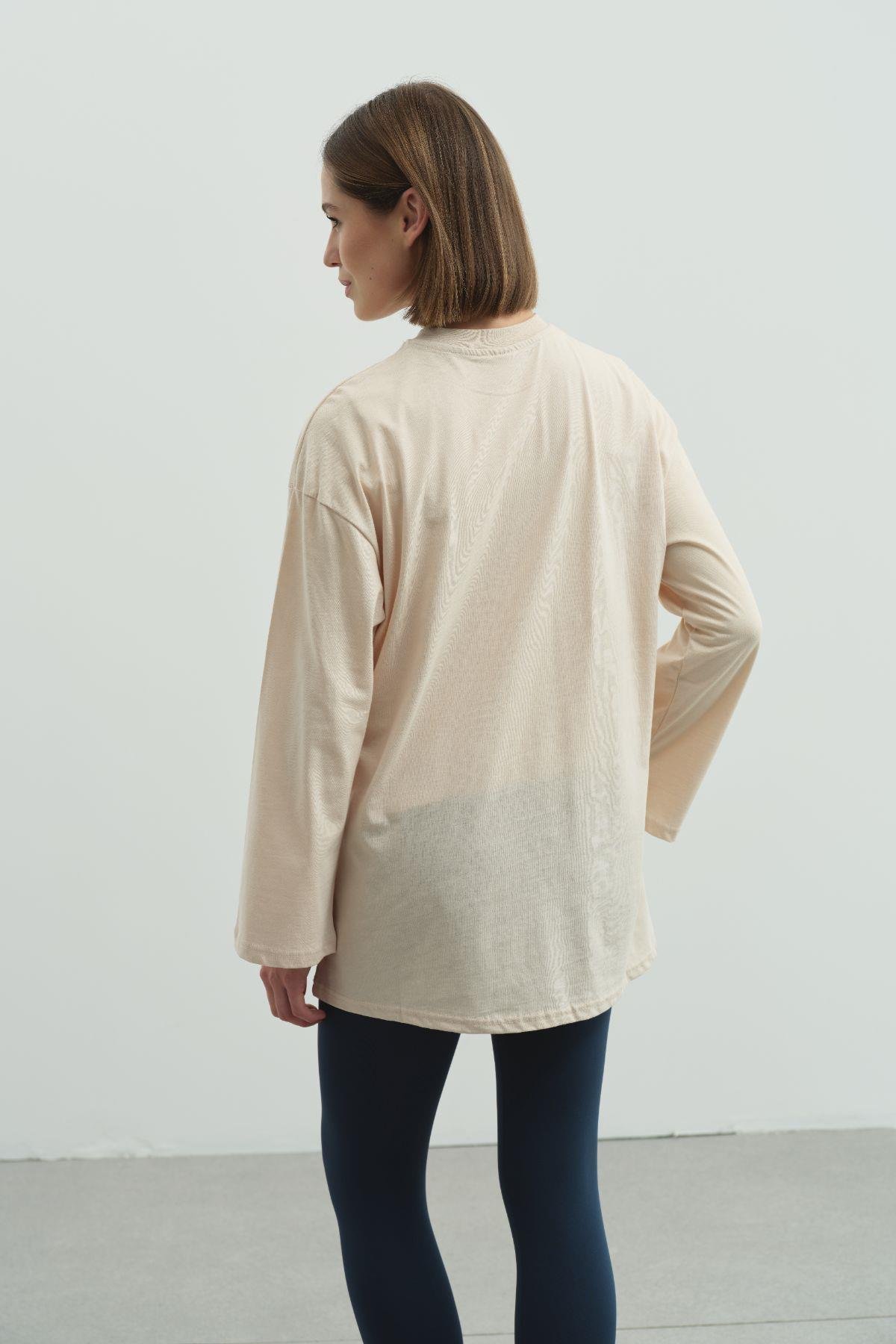 Geniş Kol Oversize 2'li Paket T-Shirt 964 Bej/Kahverengi