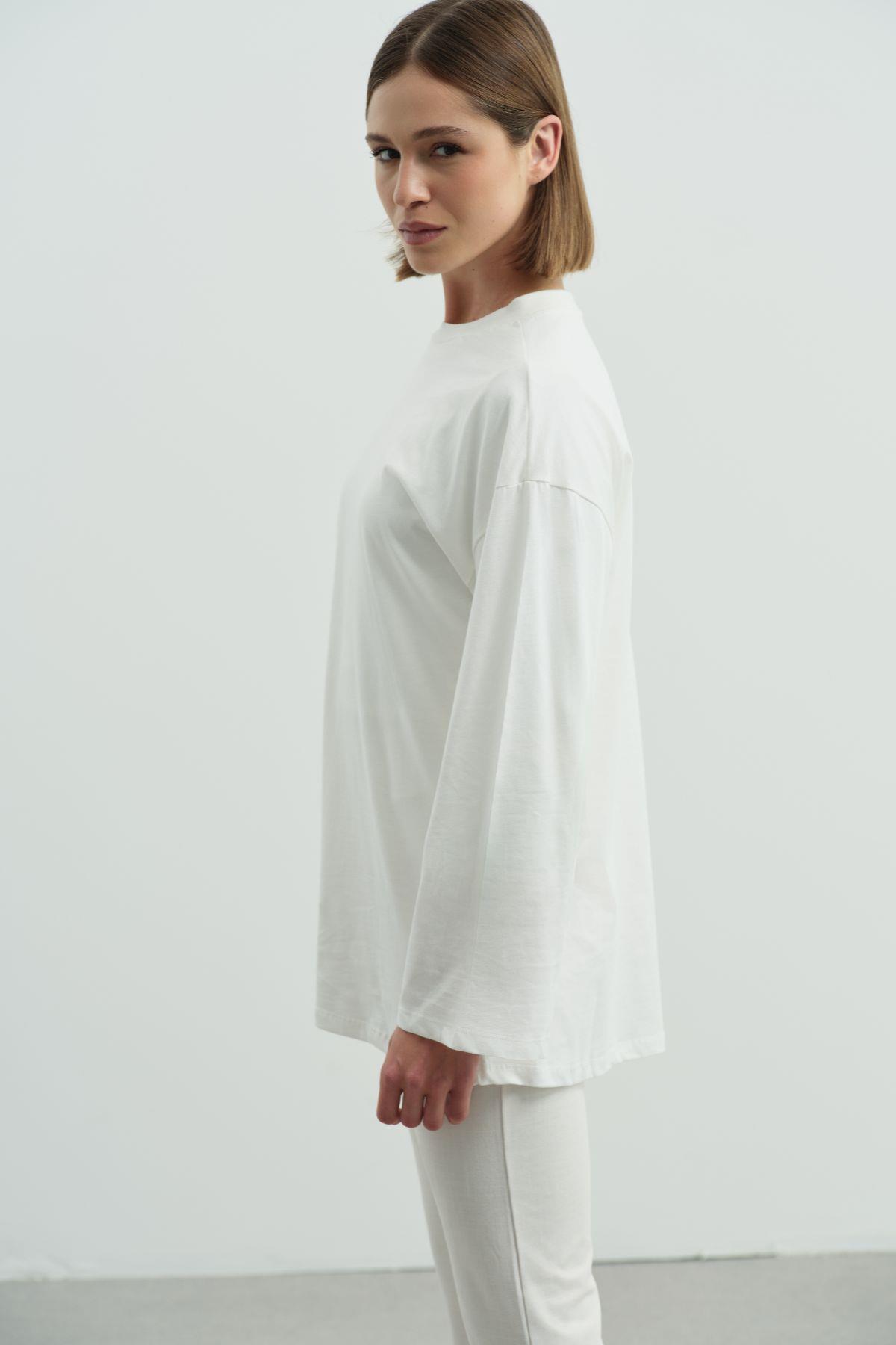 Geniş Kol Oversize 2'li Paket T-Shirt 964 Kahve/Ekru