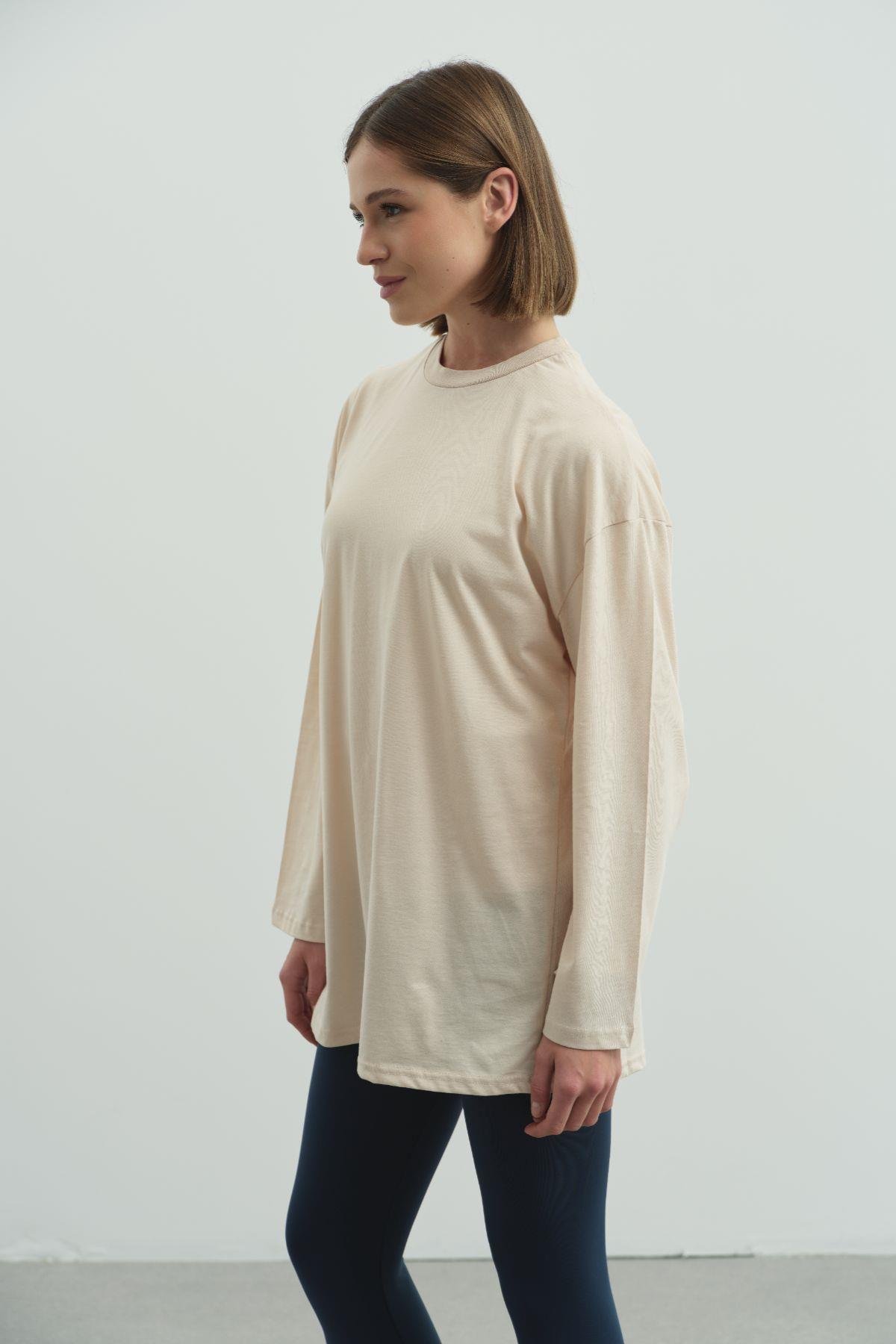 Geniş Kol Oversize 2'li Paket T-Shirt 964 Bej/Kahverengi