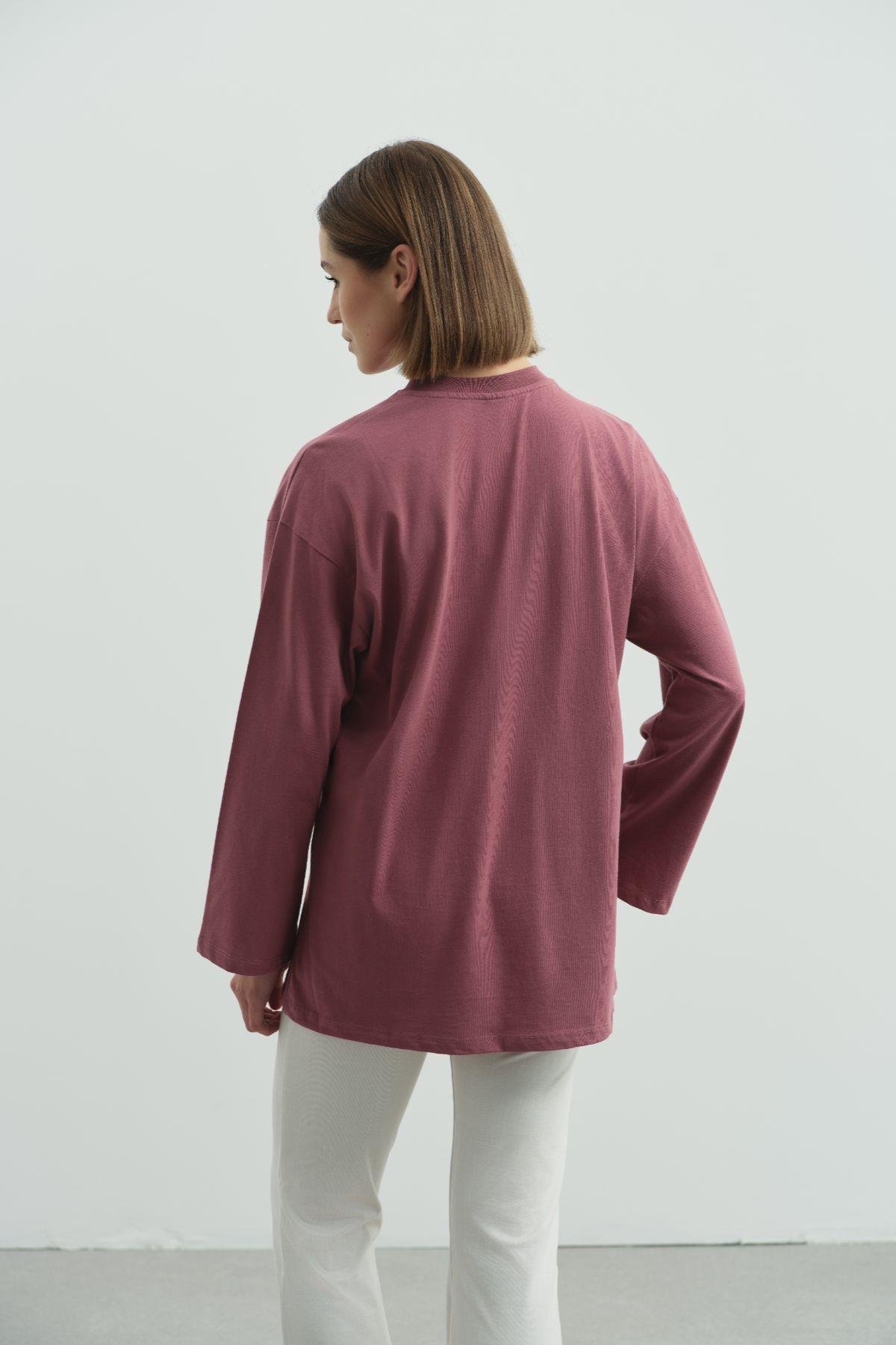 Geniş Kol Oversize 2'li Paket T-Shirt 964 Sarı/Gül Kurusu