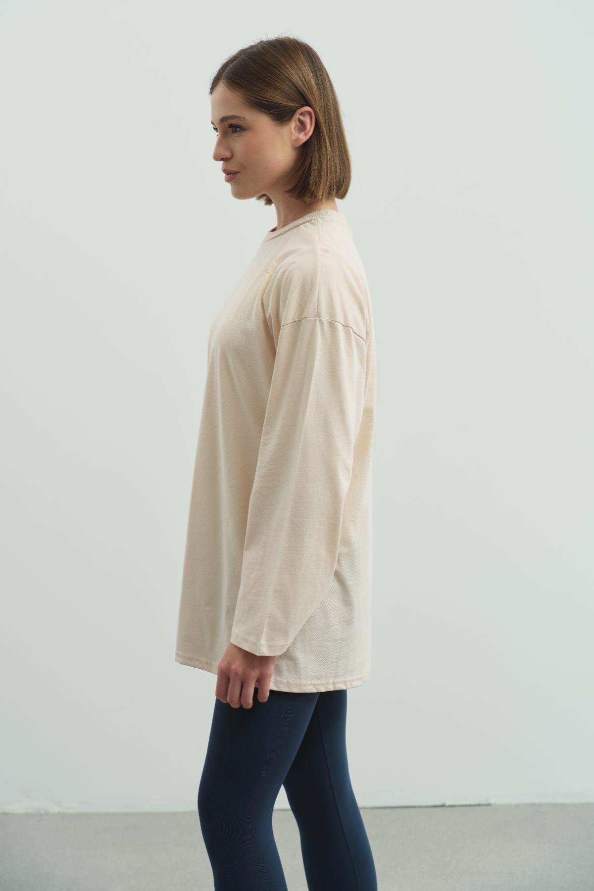 Geniş Kol Oversize 2'li Paket T-Shirt 964 Bej/Kahverengi