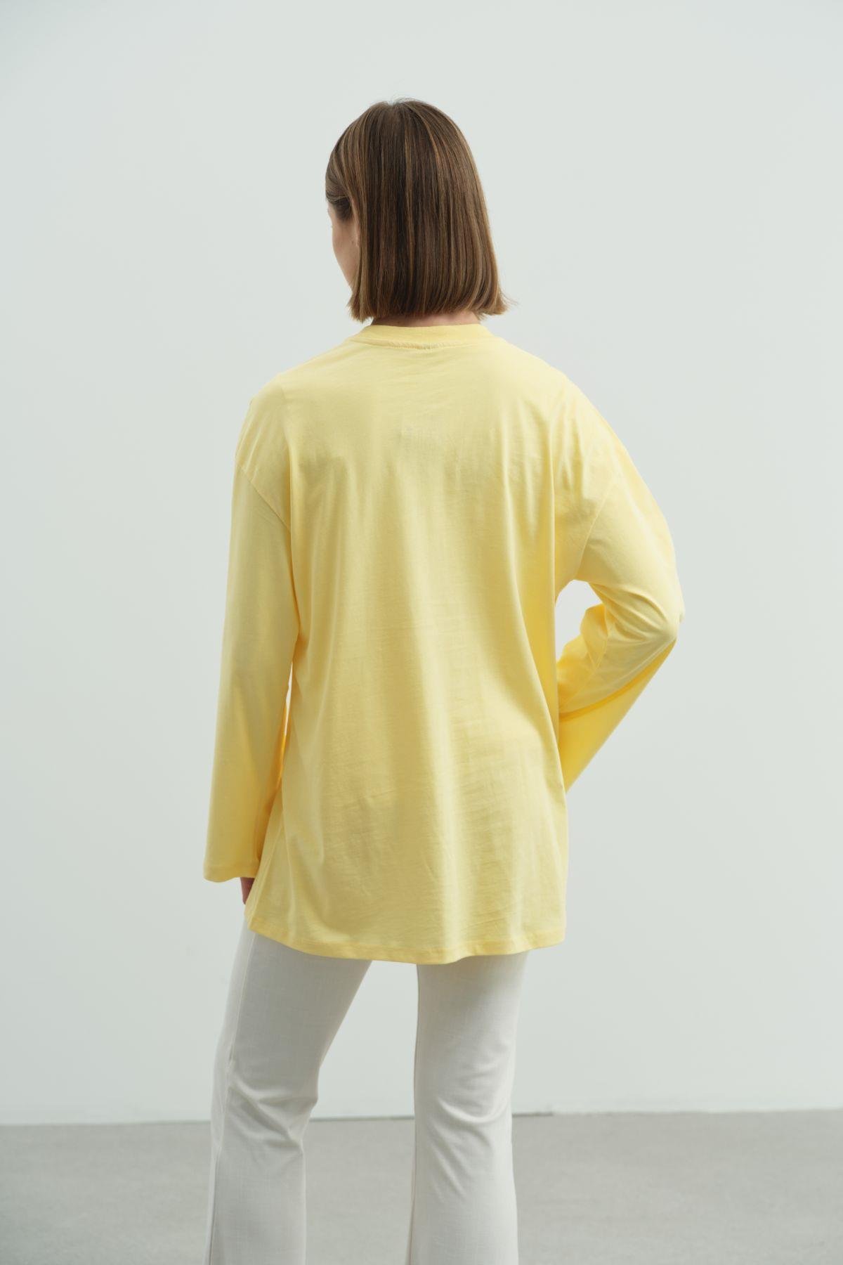 Geniş Kol Oversize 2'li Paket T-Shirt 964 Sarı/Gül Kurusu
