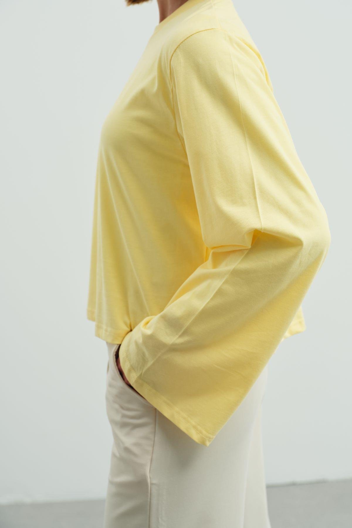 Geniş Kol Oversize 2'li Paket T-Shirt 965 Lila/Sarı