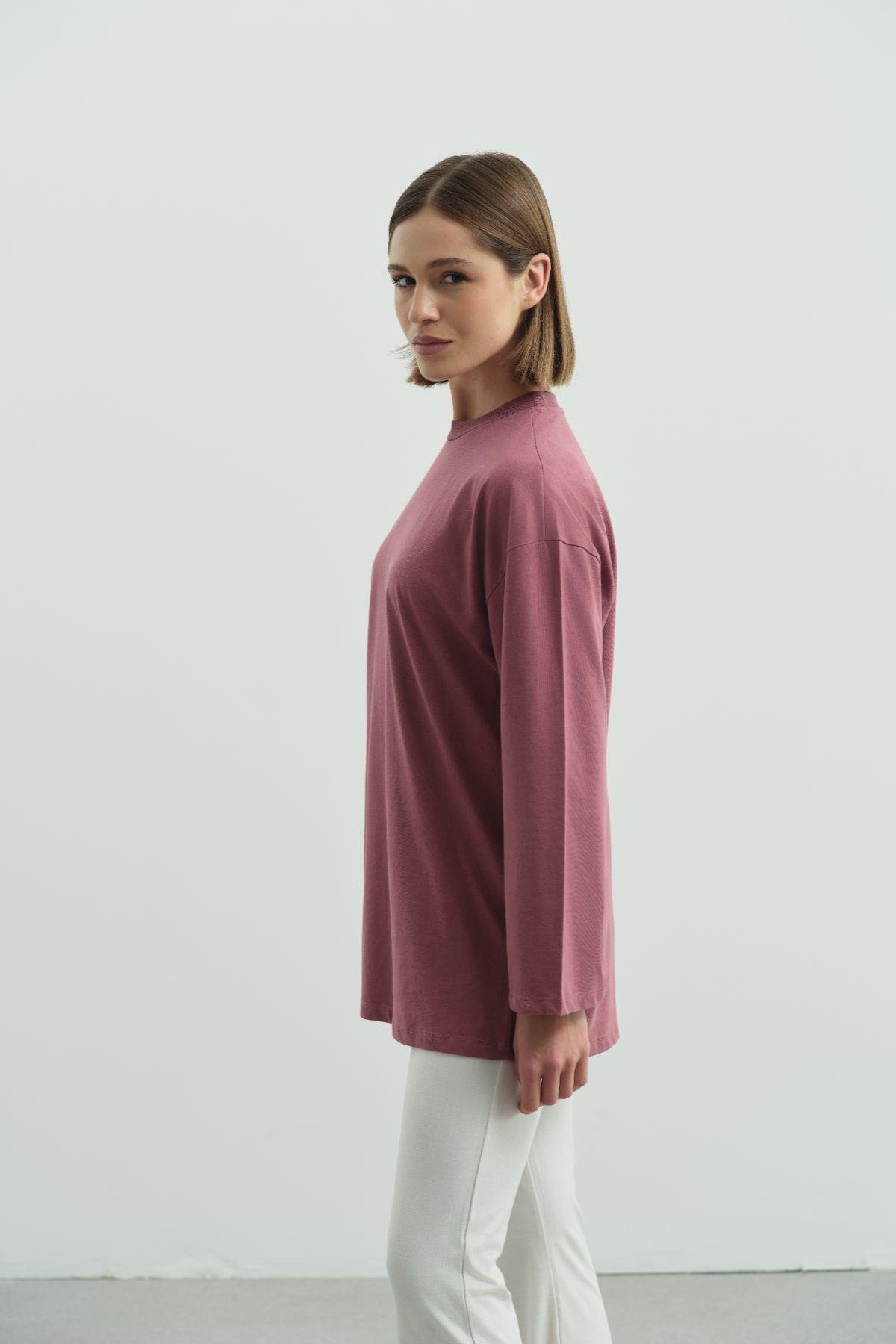 Geniş Kol Oversize 2'li Paket T-Shirt 964 Sarı/Gül Kurusu