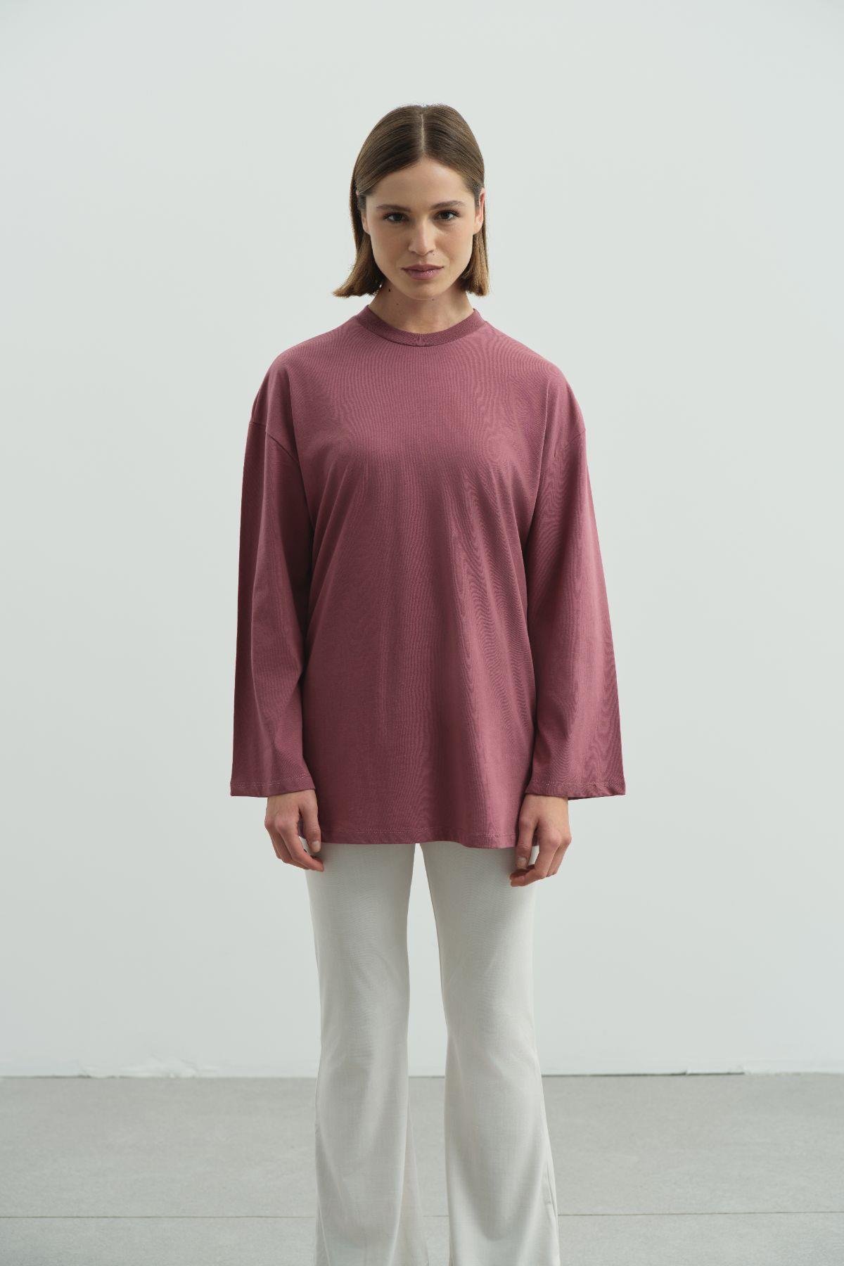 Geniş Kol Oversize 2'li Paket T-Shirt 964 Sarı/Gül Kurusu