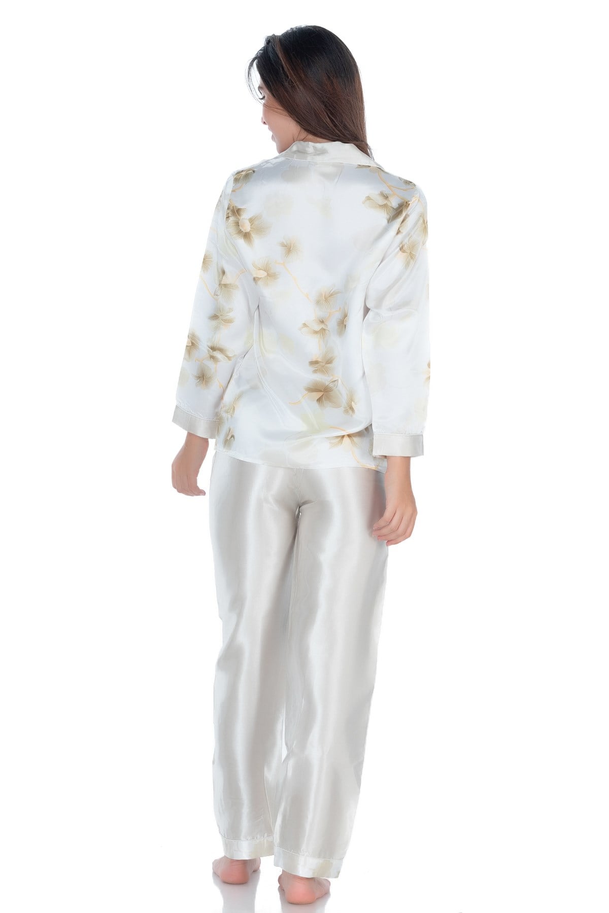 Glorious Time Kadın Desenli Saten Pijama Takım Yeşil
