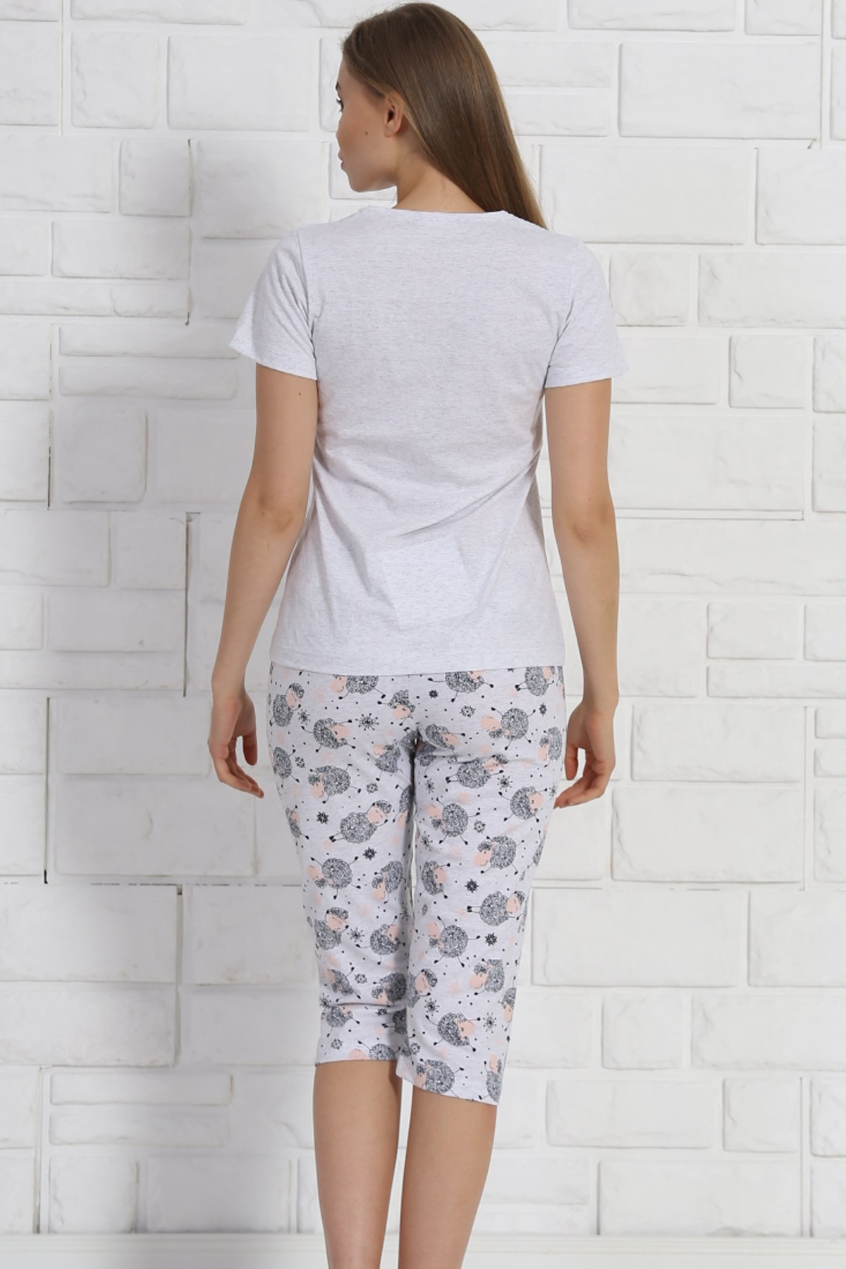 Good Look 8101537553 Kadın Kapri Pijama Takım Gri