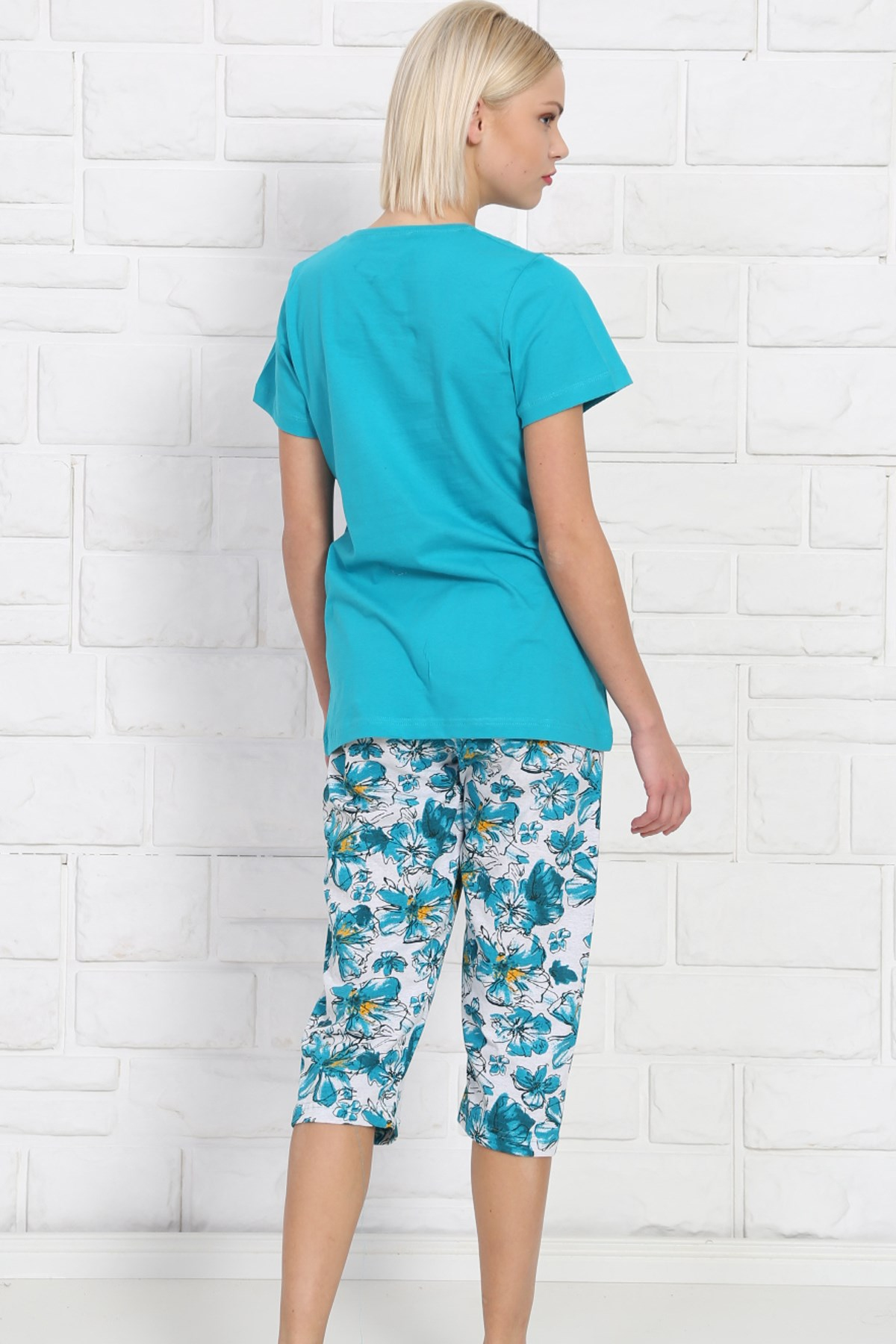 Good Look 8101840059 Kadın Kapri Pijama Takım Turkuaz