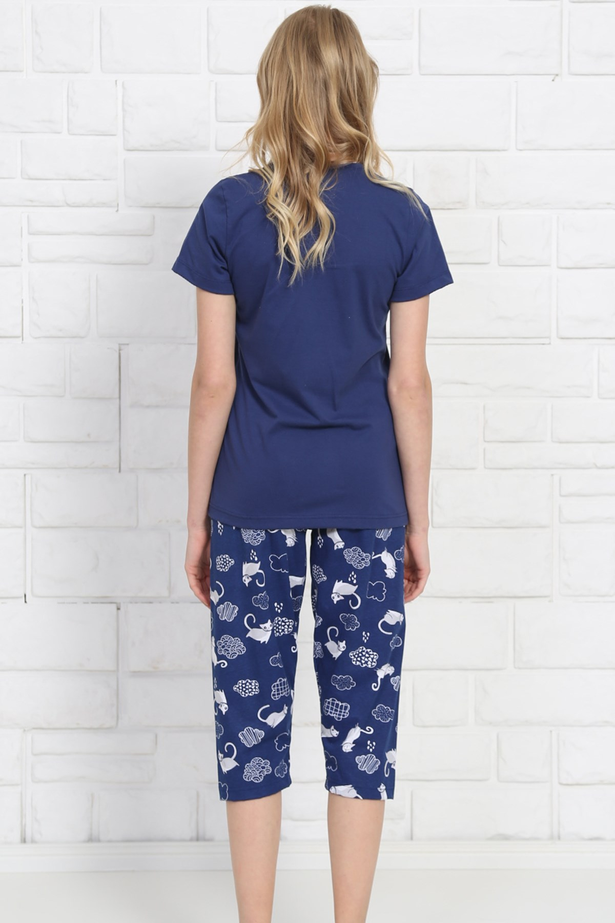Good Look 8102117549 Kadın Kapri Pijama Takım Lacivert