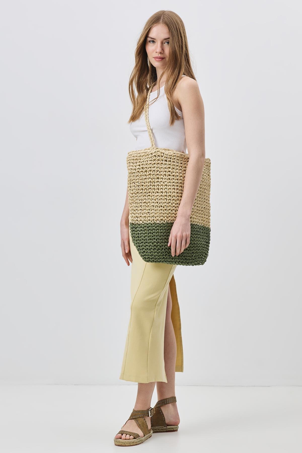 Hasır Omuz Çantası Y9202 Yeşil