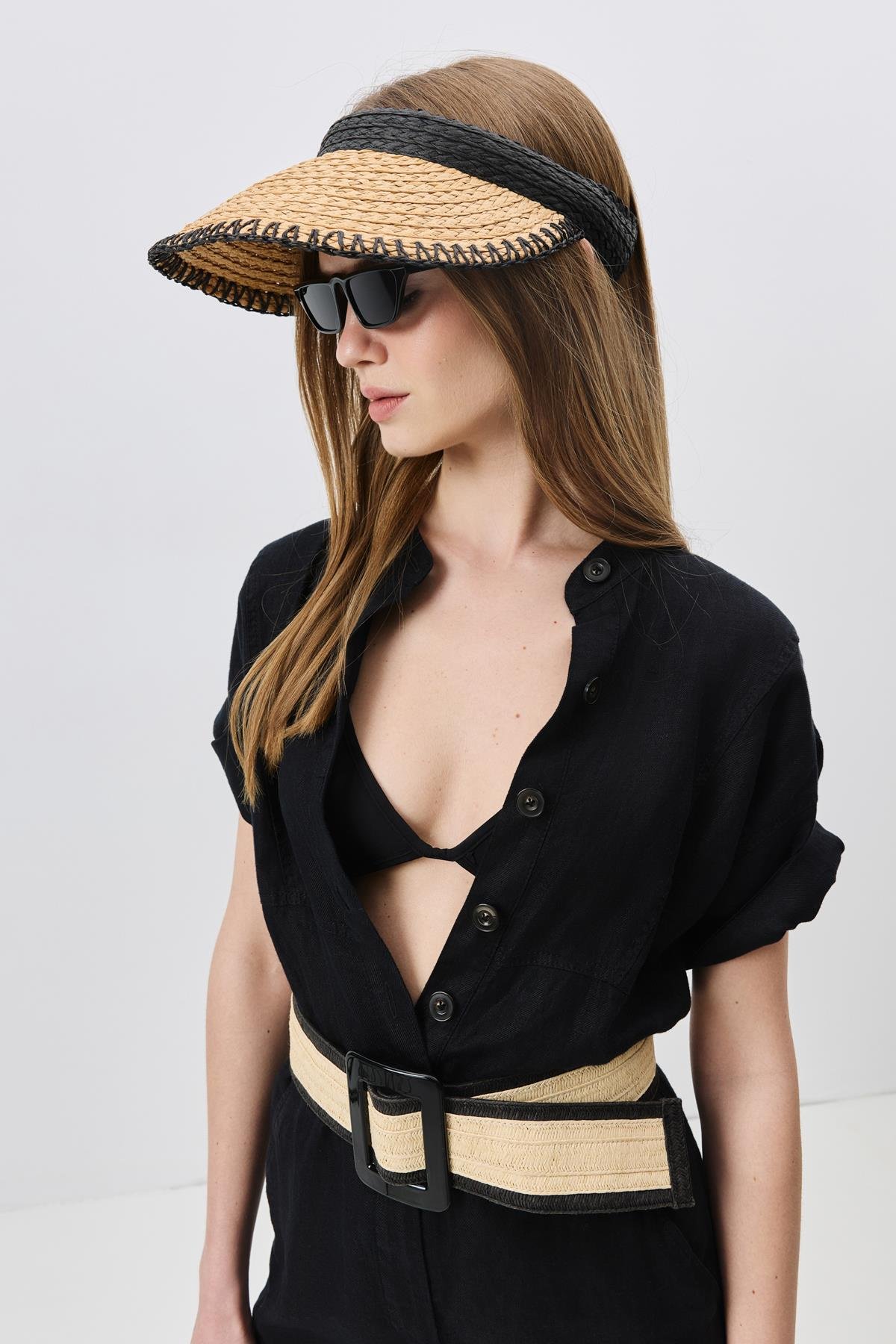 Hasır Vizör Şapka Y8213 Camel