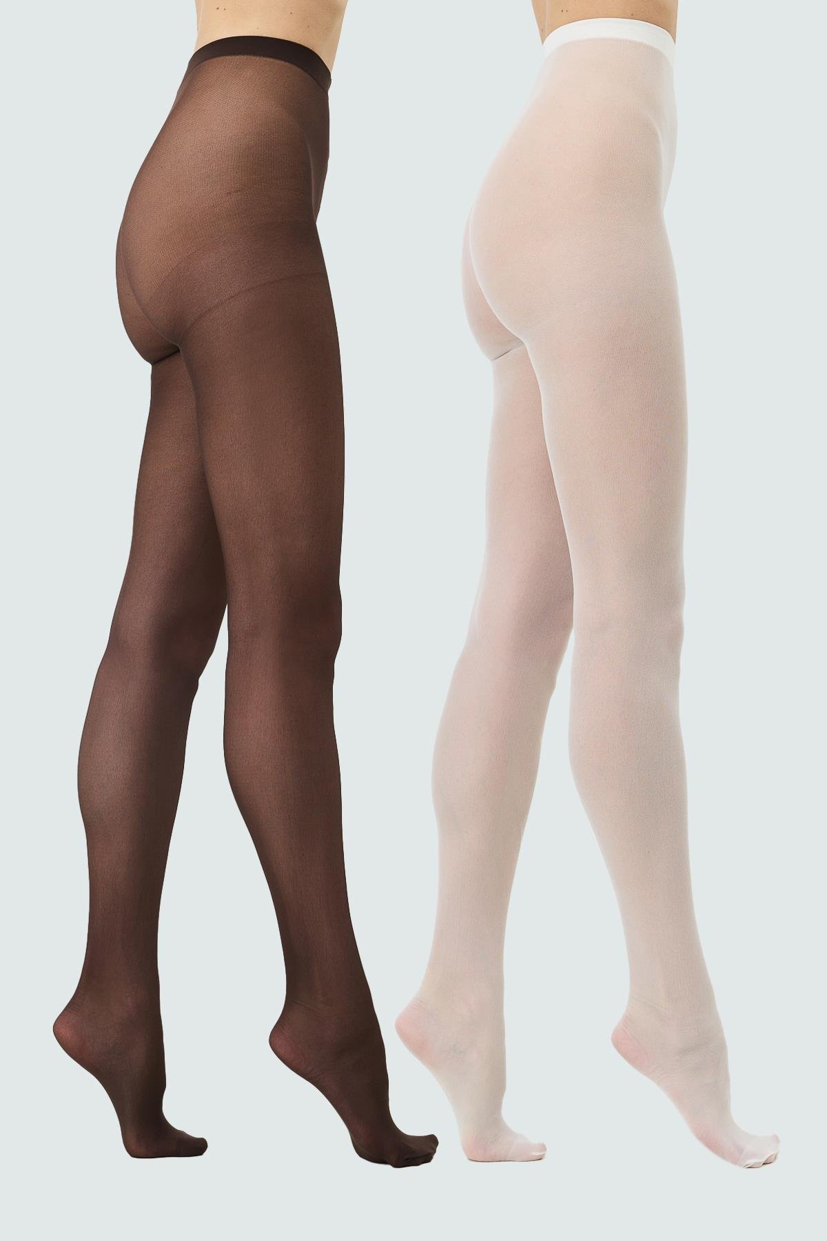 İnce 40 Opak 2'li Külotlu Çorap Ekru/Kahve