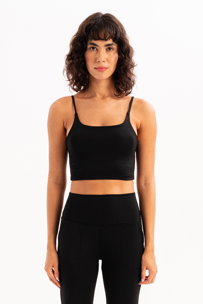 İnce Askılı Çıkarılabilir Pedli Bra Kadın Sporcu Sütyeni Spica Siyah