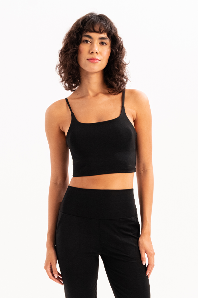 İnce Askılı Çıkarılabilir Pedli Bra Kadın Sporcu Sütyeni Spica Siyah