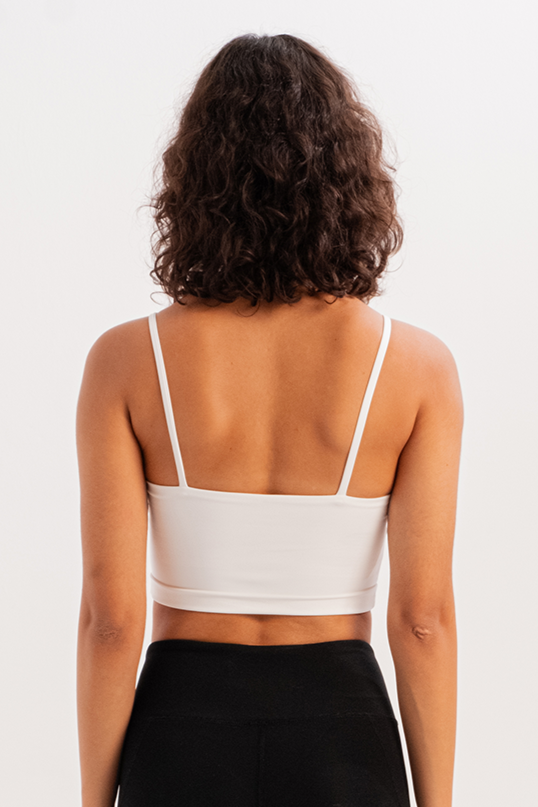 İnce Askılı Çıkarılabilir Pedli Bra Kadın Sporcu Sütyeni Spica Beyaz