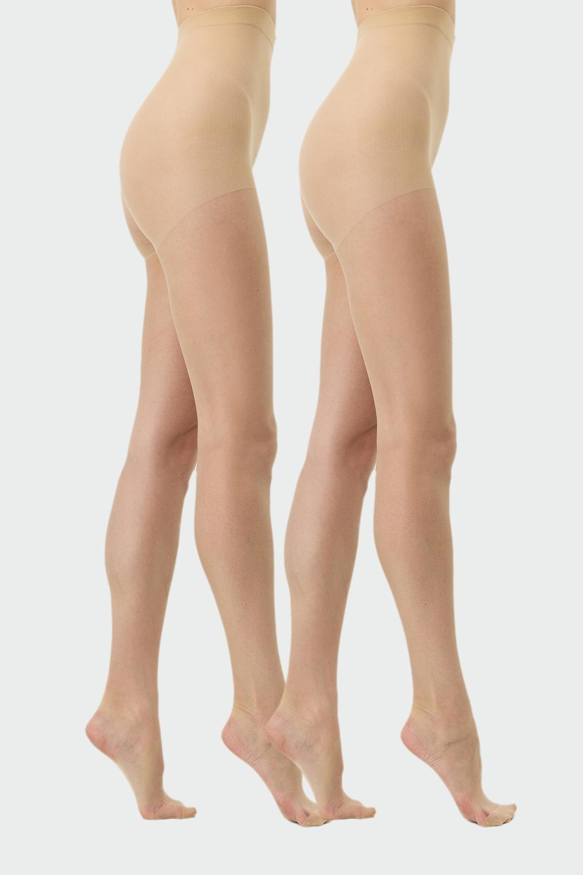 İnce Büyük Beden 15 Denye 2'li Külotlu Çorap Açık Ten