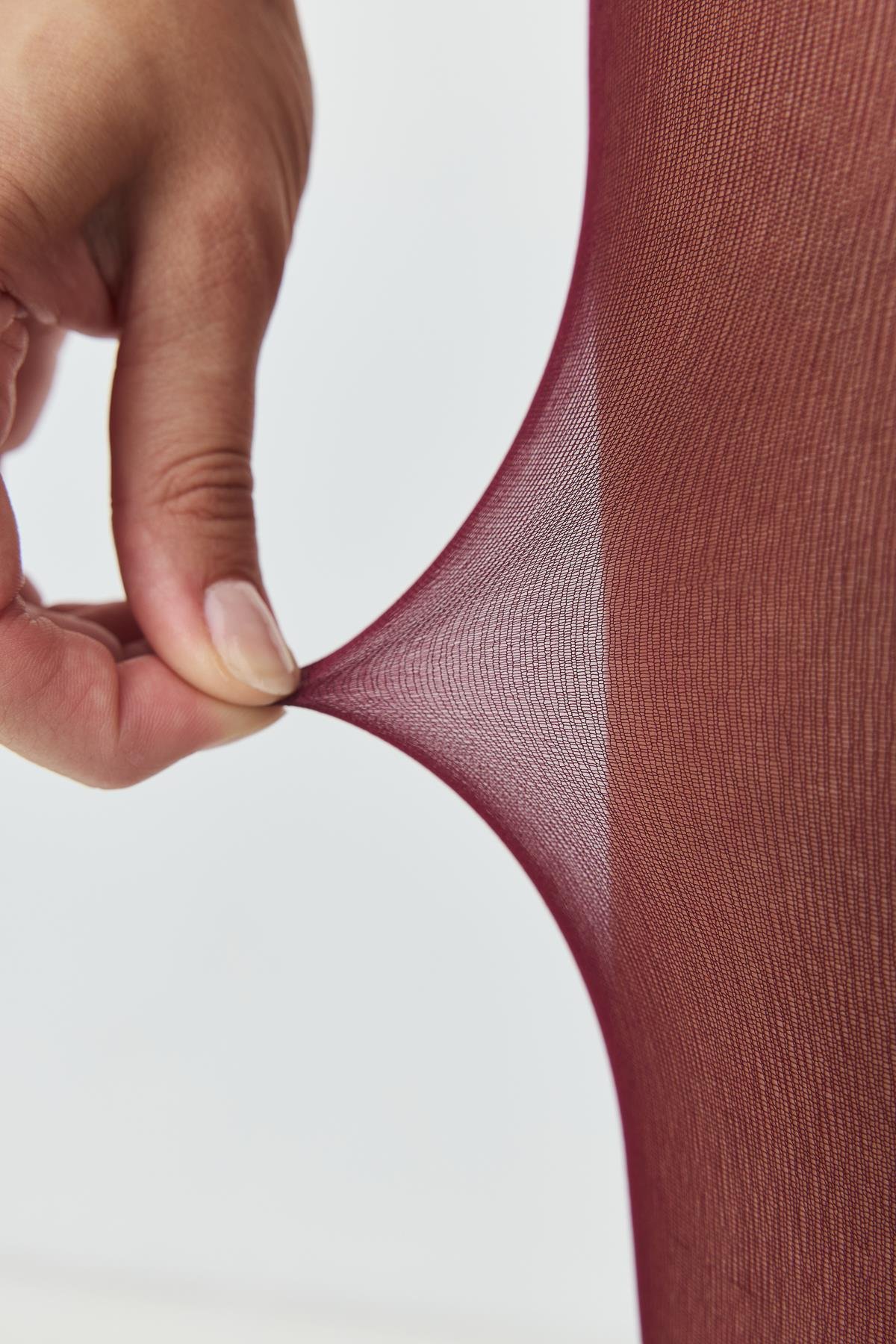 İnce Büyük Beden 40 Opak 2'li Külotlu Çorap Ekru/Bordo