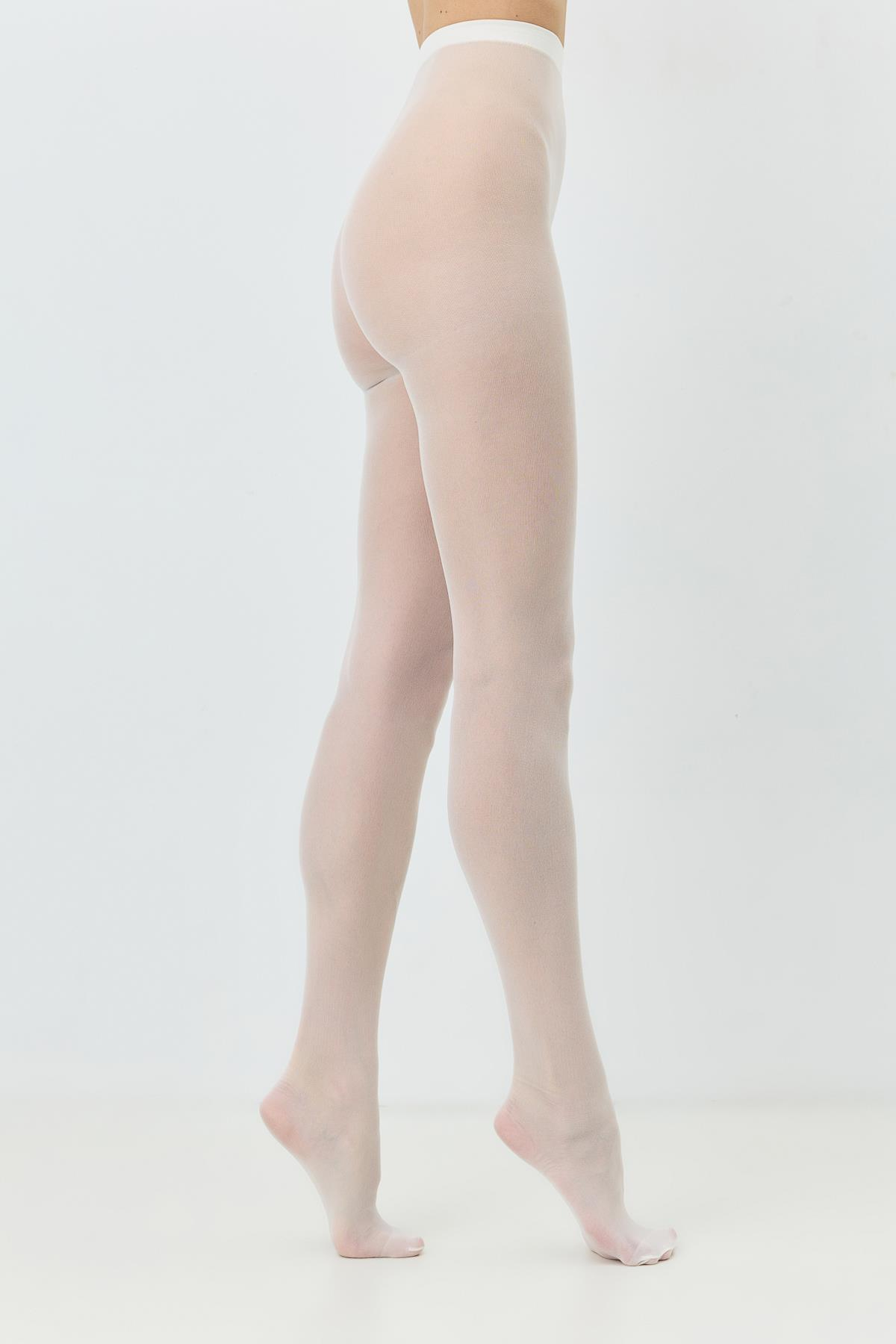 İnce Büyük Beden 40 Opak 2'li Külotlu Çorap Ekru/Kahve