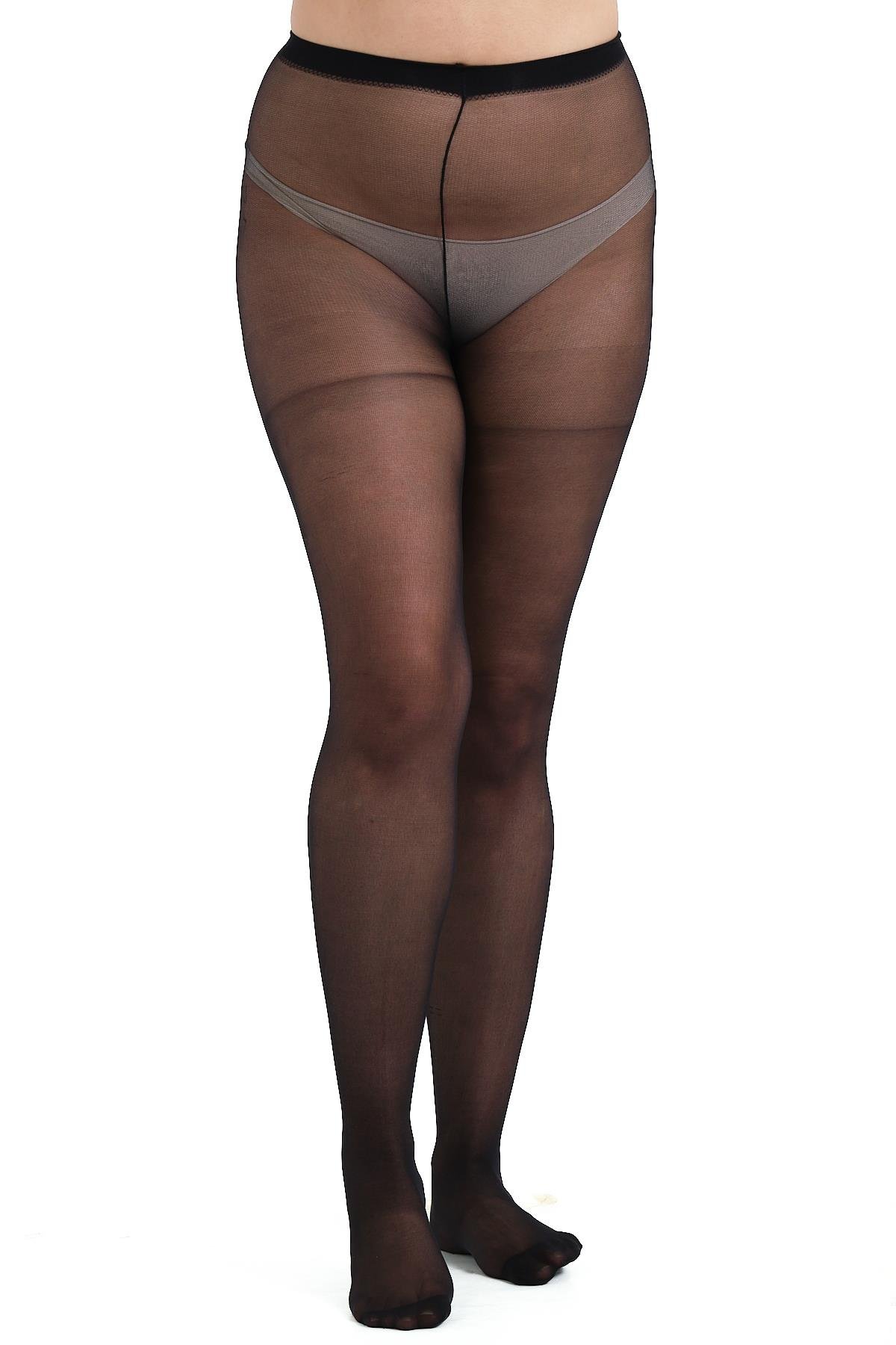 İnce Büyük Beden 40 Opak 2'li Külotlu Çorap Yeşil/Siyah