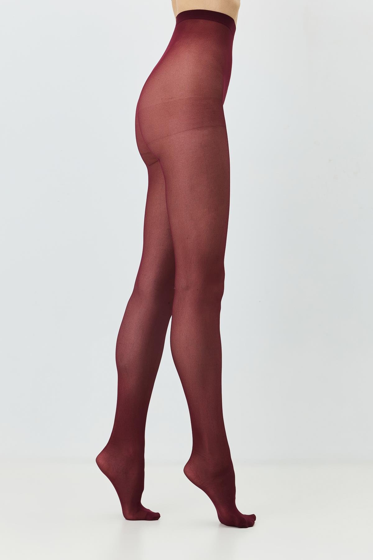 İnce Büyük Beden 40 Opak 2'li Külotlu Çorap Ekru/Bordo