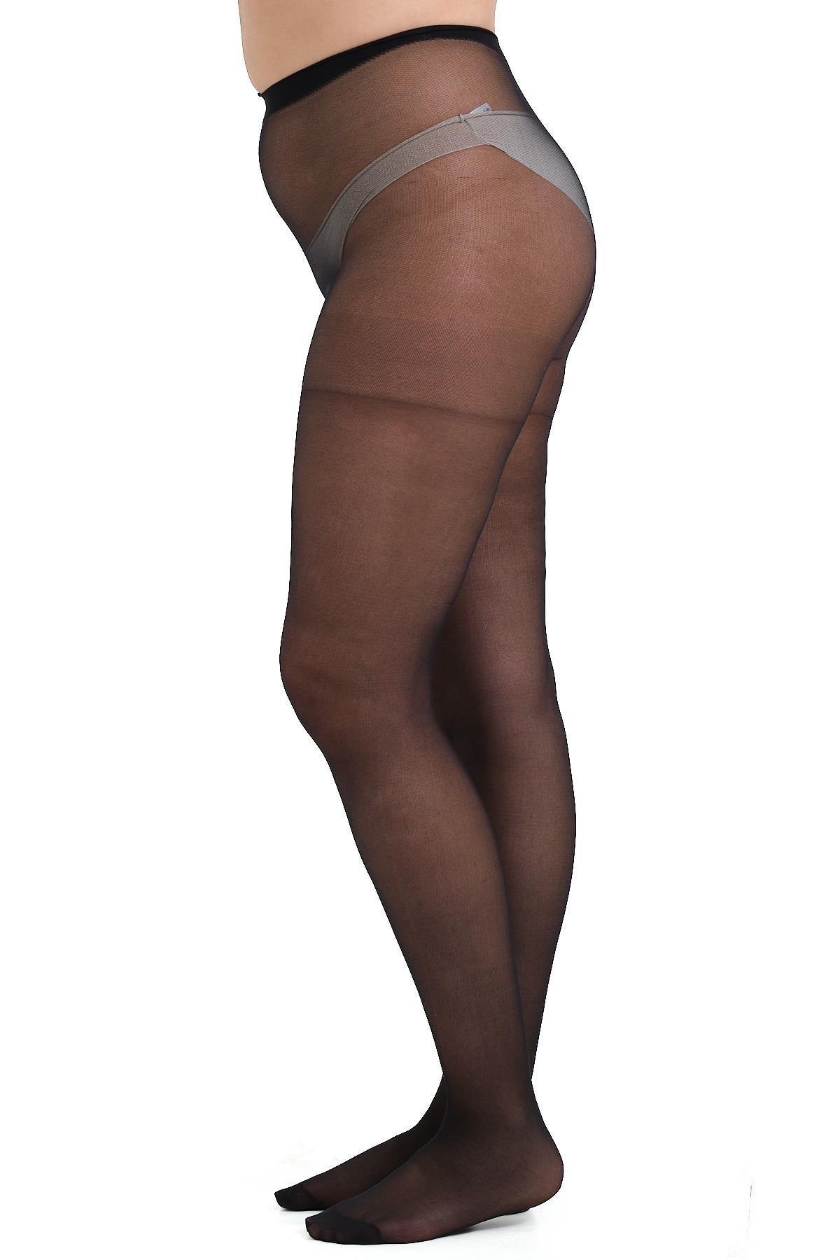 İnce Büyük Beden 40 Opak 2'li Külotlu Çorap Yeşil/Siyah