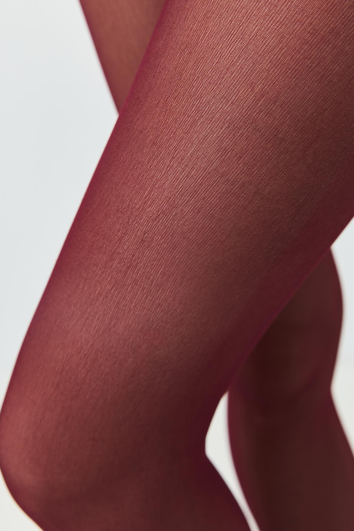 İnce Büyük Beden 40 Opak 2'li Külotlu Çorap Bordo/Siyah