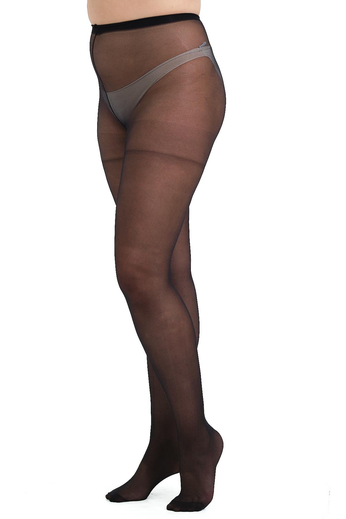 İnce Büyük Beden 40 Opak 2'li Külotlu Çorap Yeşil/Siyah