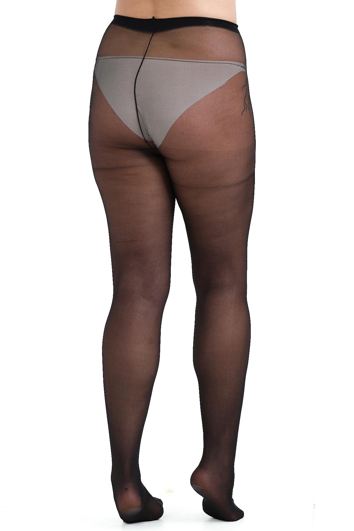 İnce Büyük Beden 40 Opak 2'li Külotlu Çorap Yeşil/Siyah