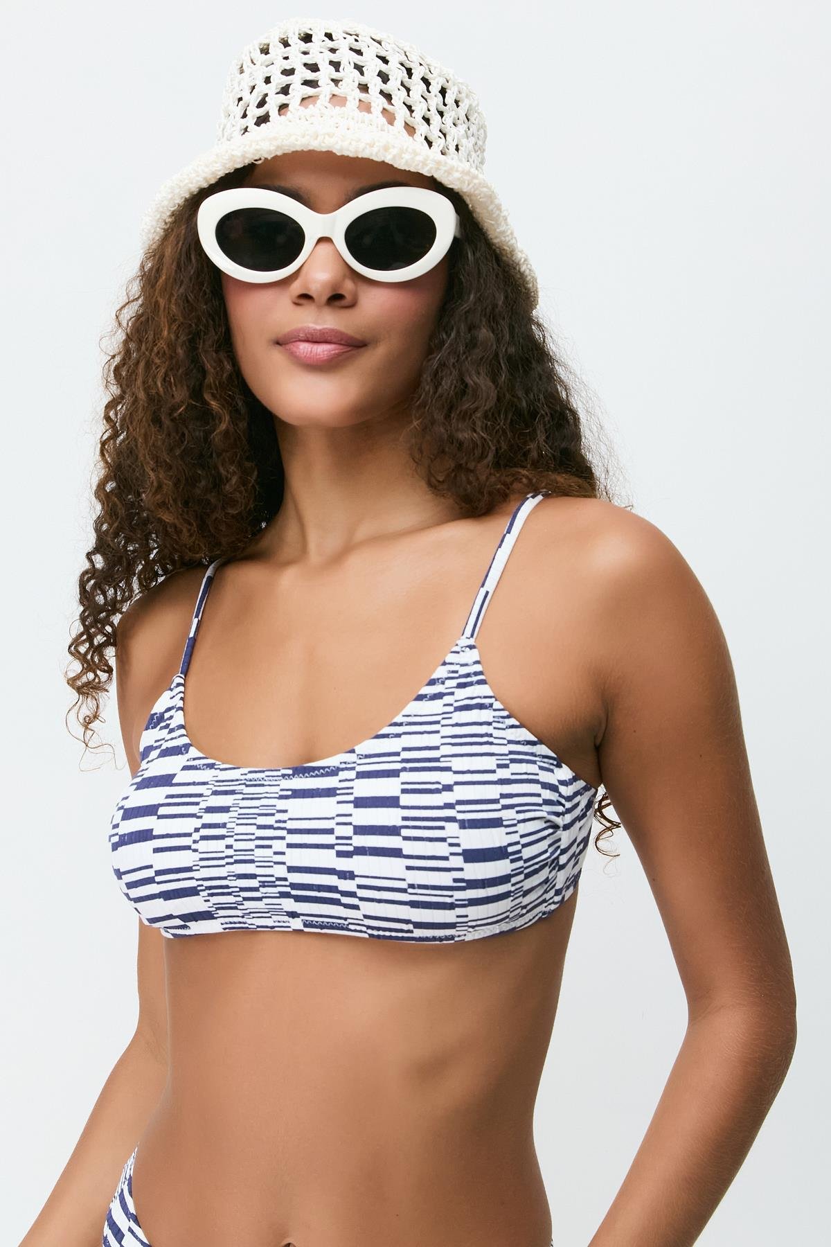 İp Askı Bikini Takım 3268 Beyaz/Lacivert