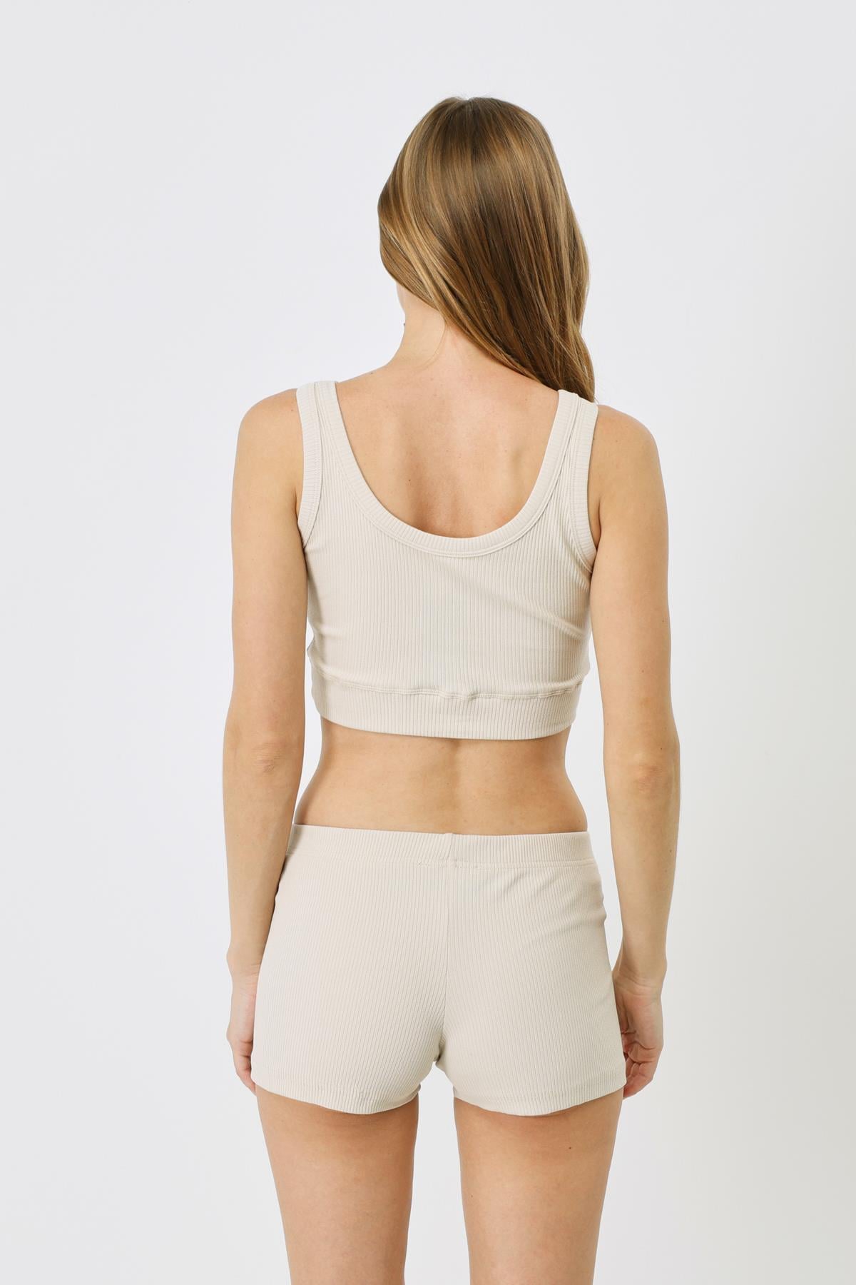 Women's Spaghetti Strap Crop Ribbed Stretch Knit Tank Top 926