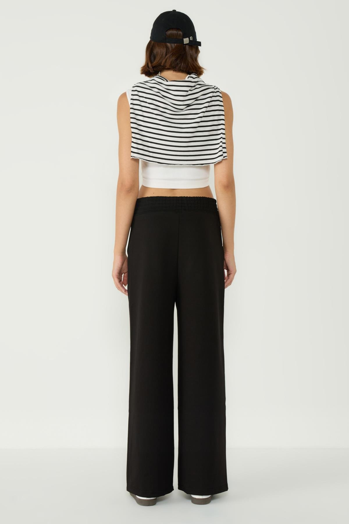 Kadın Dikiş Detaylı Palazzo Eşofman Altı 746 Siyah