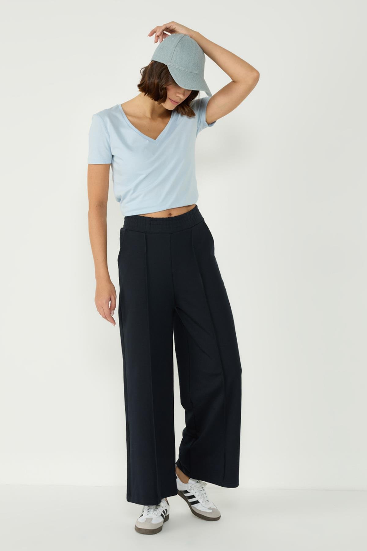 Kadın Dikiş Detaylı Palazzo Eşofman Altı 746 Lacivert