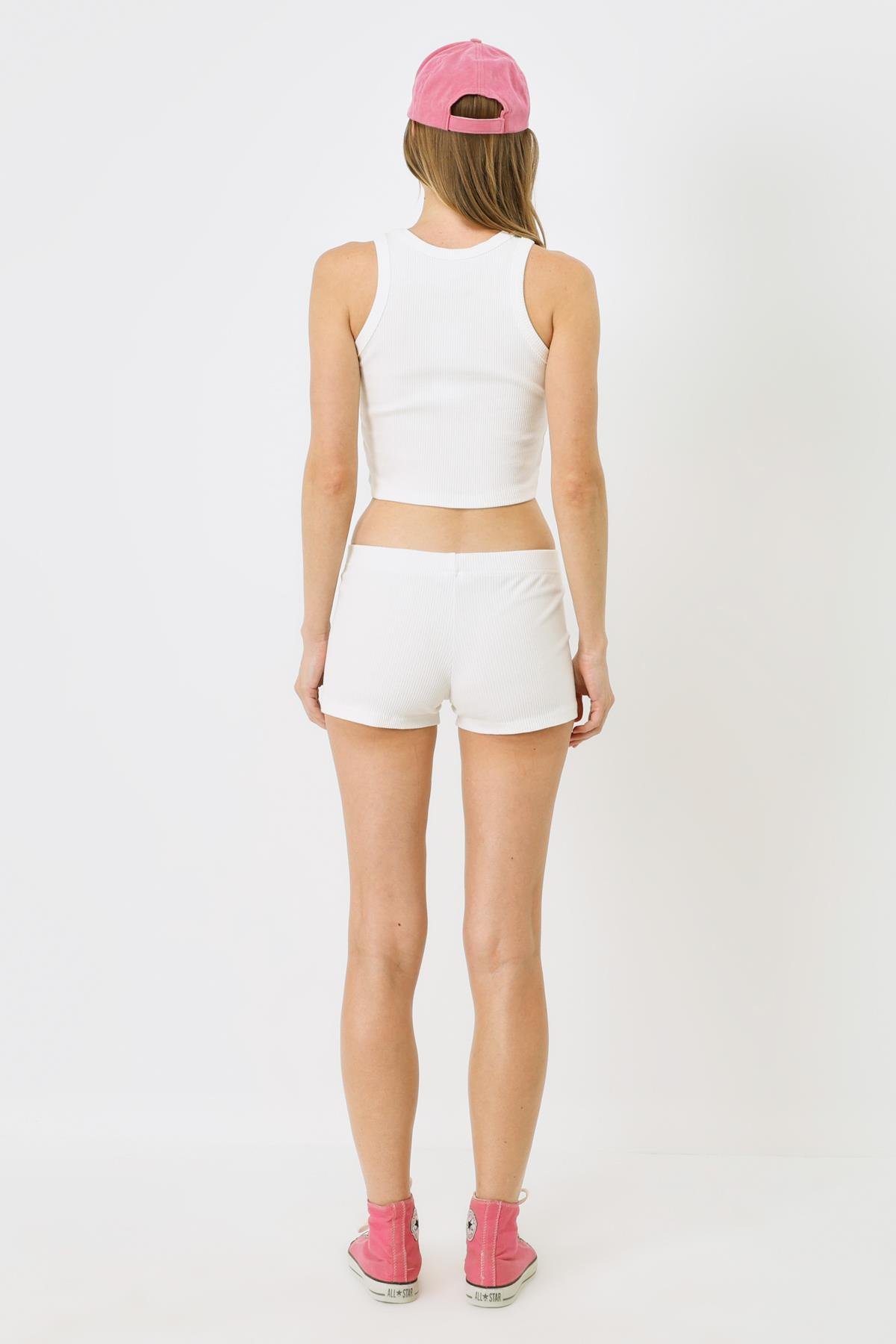 Kadın Fitilli Örme Kısa Boxer 930 Ekru