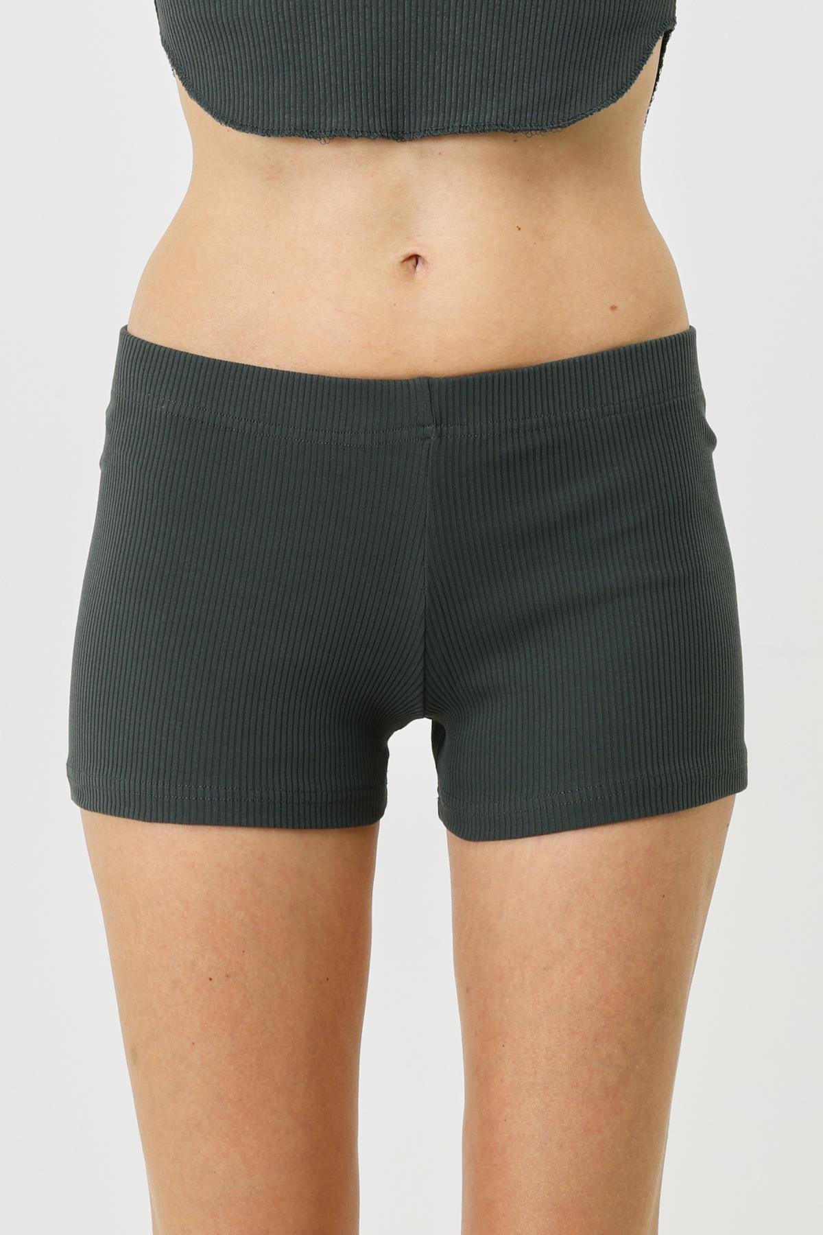 Kadın Fitilli Örme Kısa Boxer 930 Füme