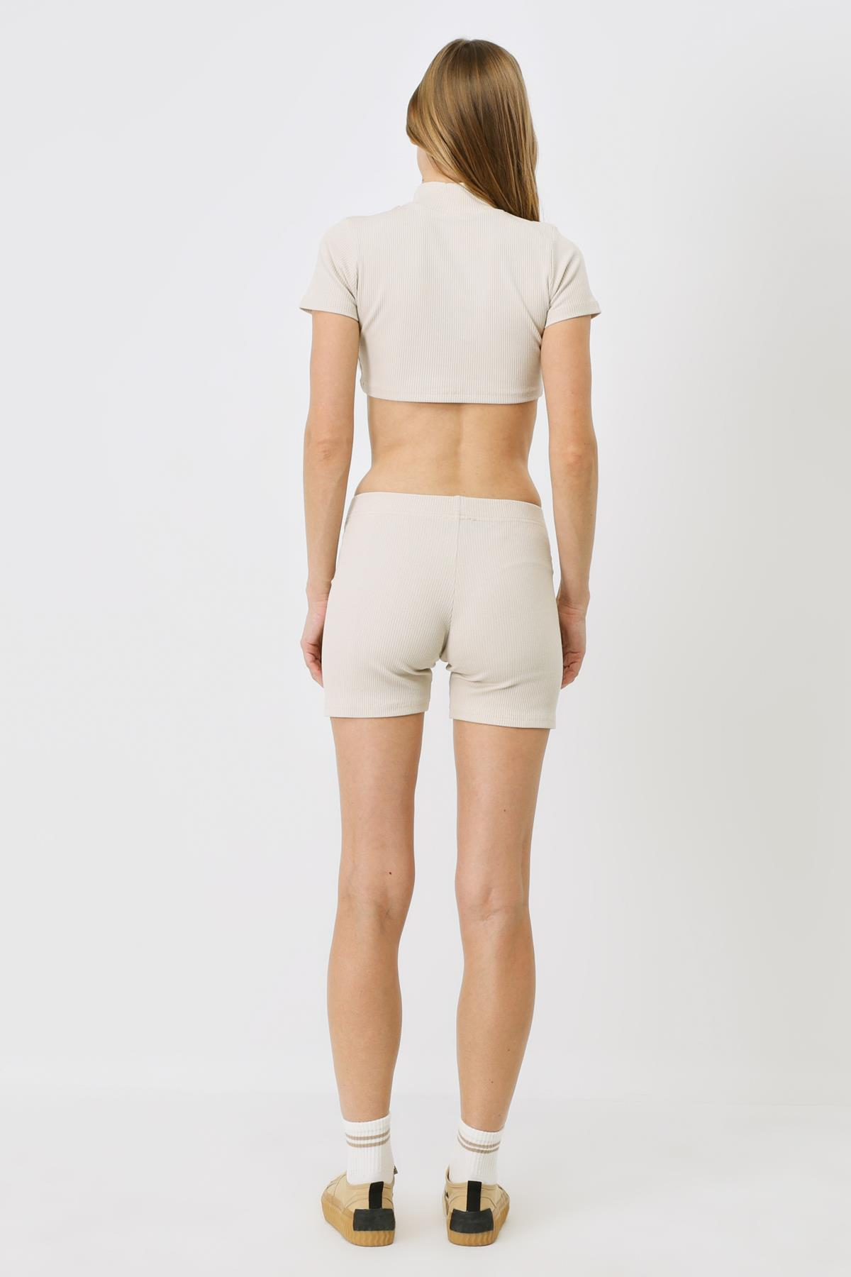 Kadın Fitilli Örme Uzun Boxer 931 Bej