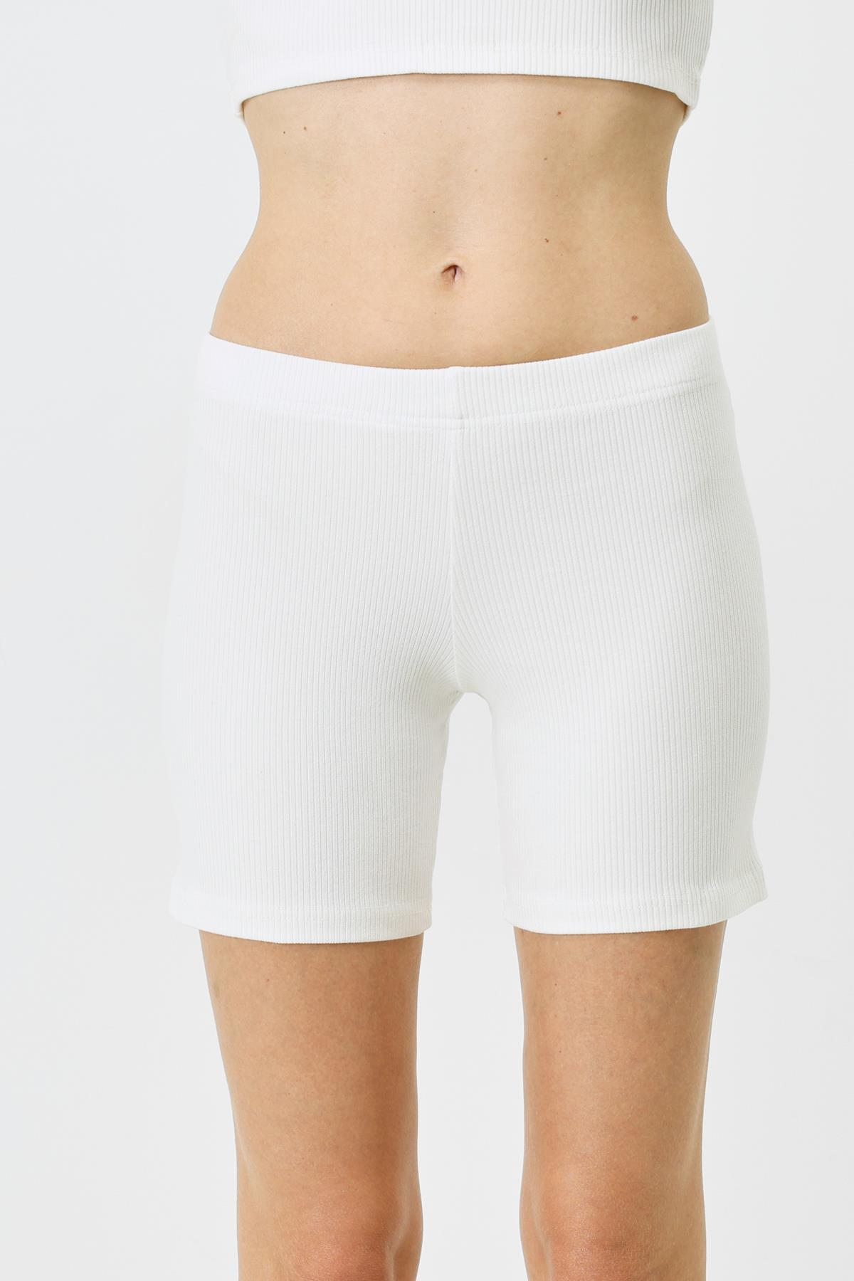 Kadın Fitilli Örme Uzun Boxer 931 Ekru