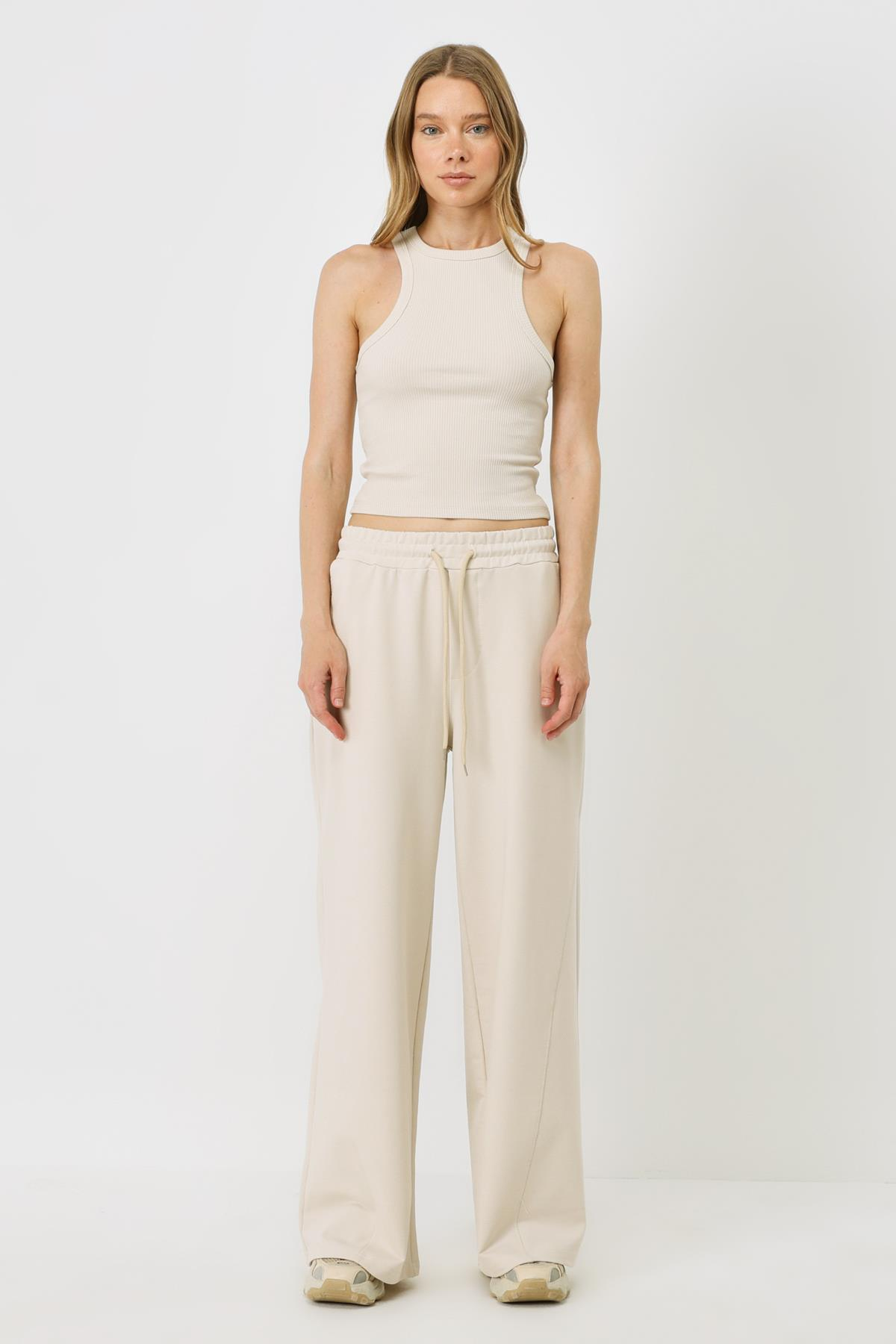 Women's Halter Neck Ribbed Stretch Long Tank Top 923